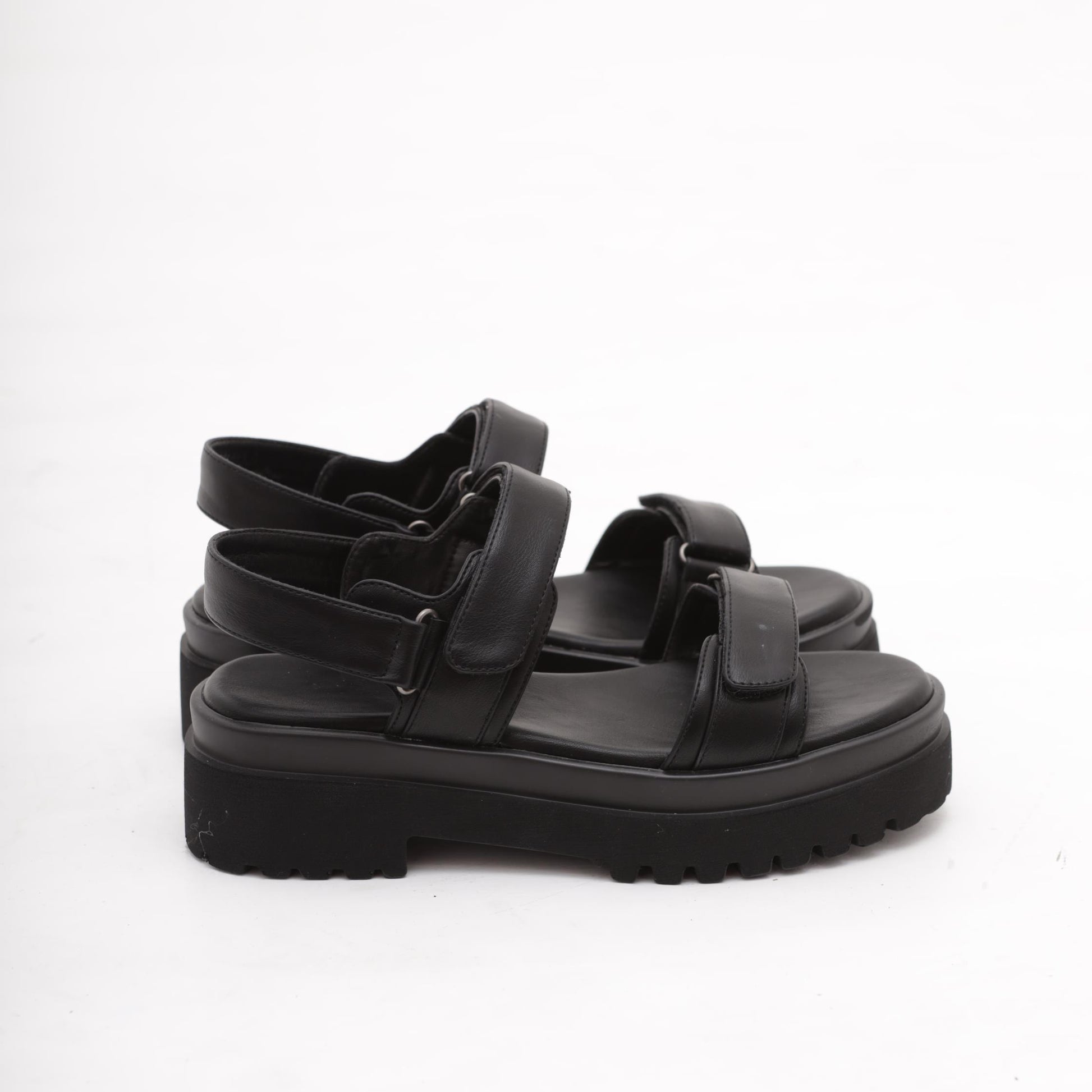 SANDALO FLATFORM DOPPIA FASCIA NERO 