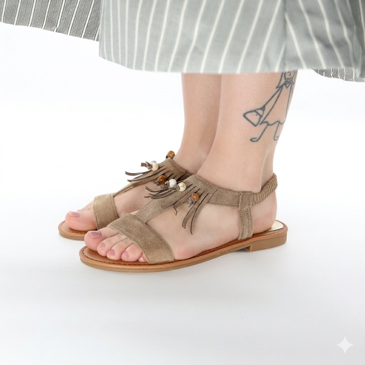 SANDALO FRANGE KHAKI 