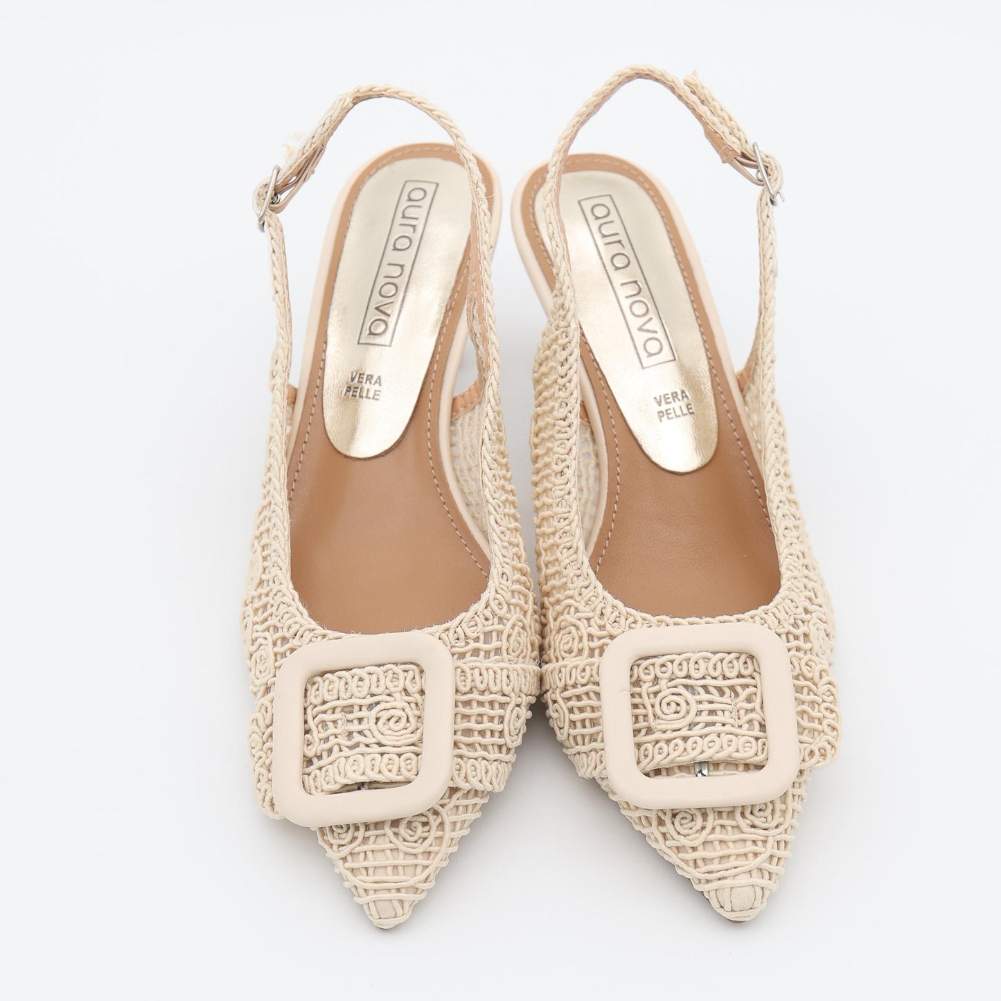 SLINGBACK CROCHET FIBBIA BEIGE 