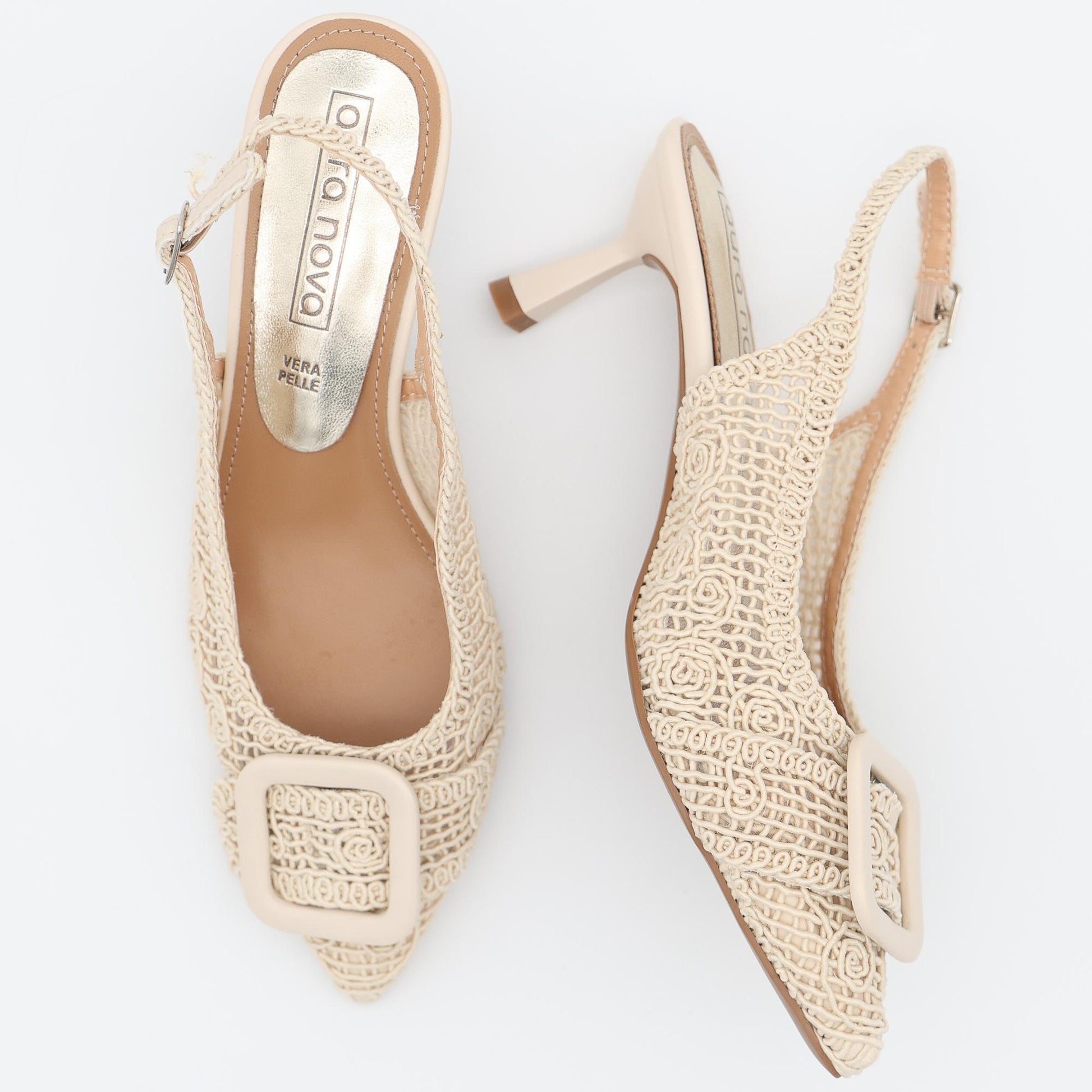 SLINGBACK CROCHET FIBBIA BEIGE 
