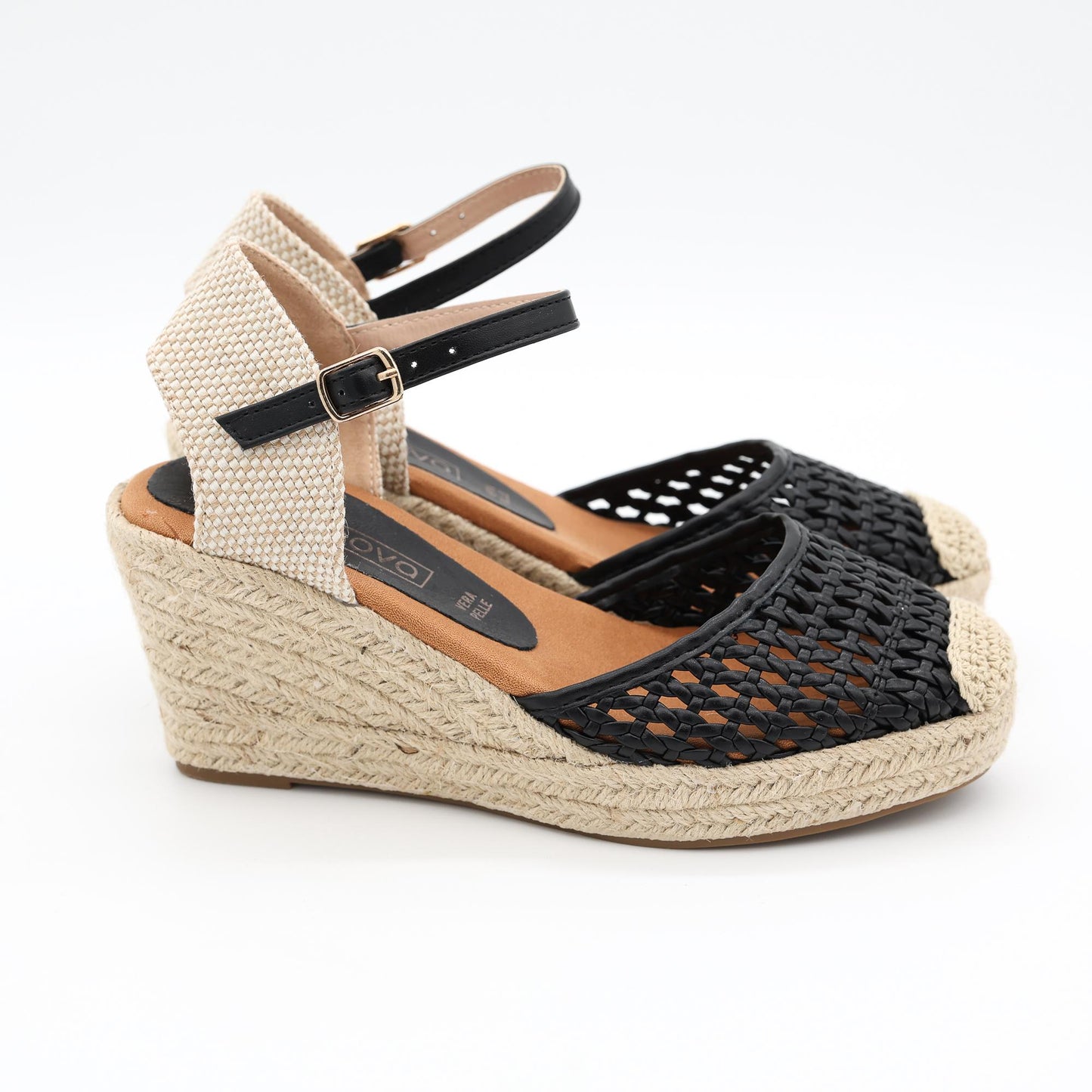 SANDALO CORDA ZEPPA CROCHET NERO 