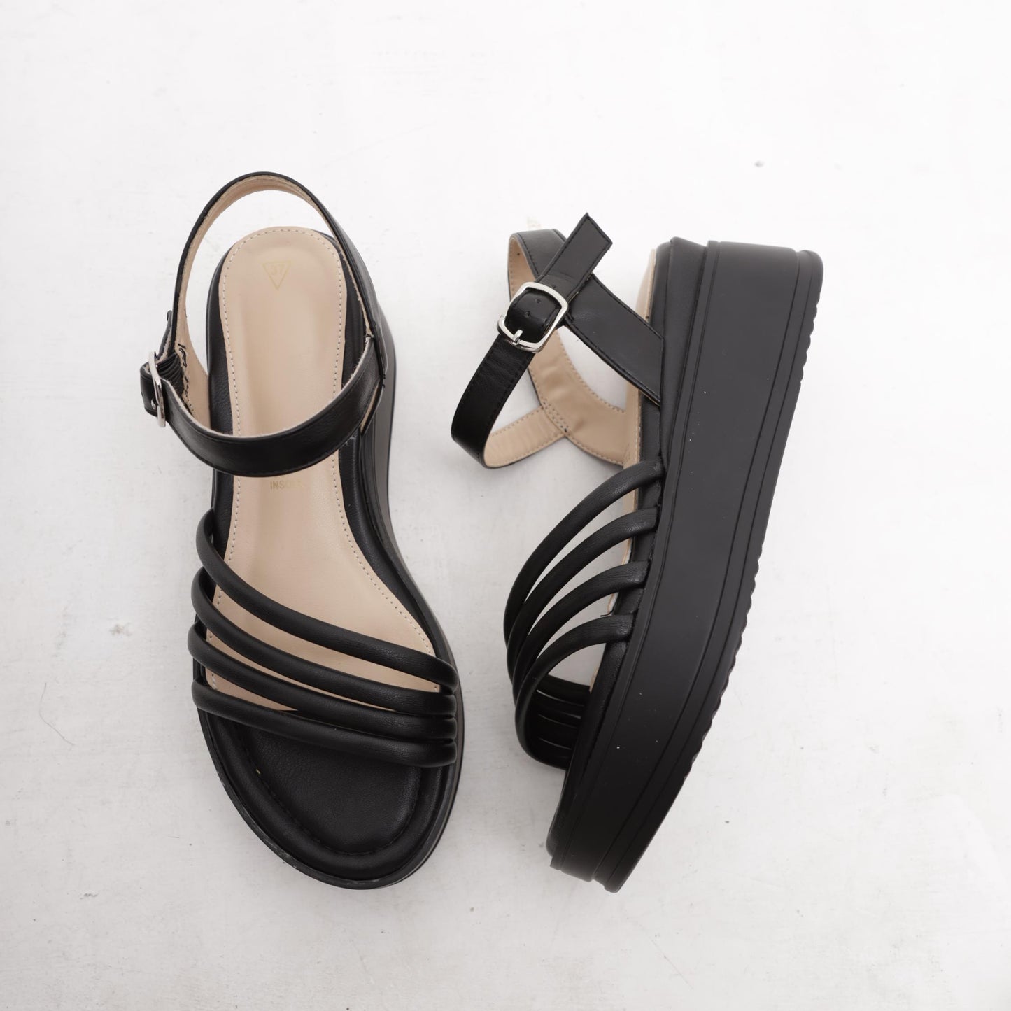 SANDALO ZEPPA FASCETTE NERO 