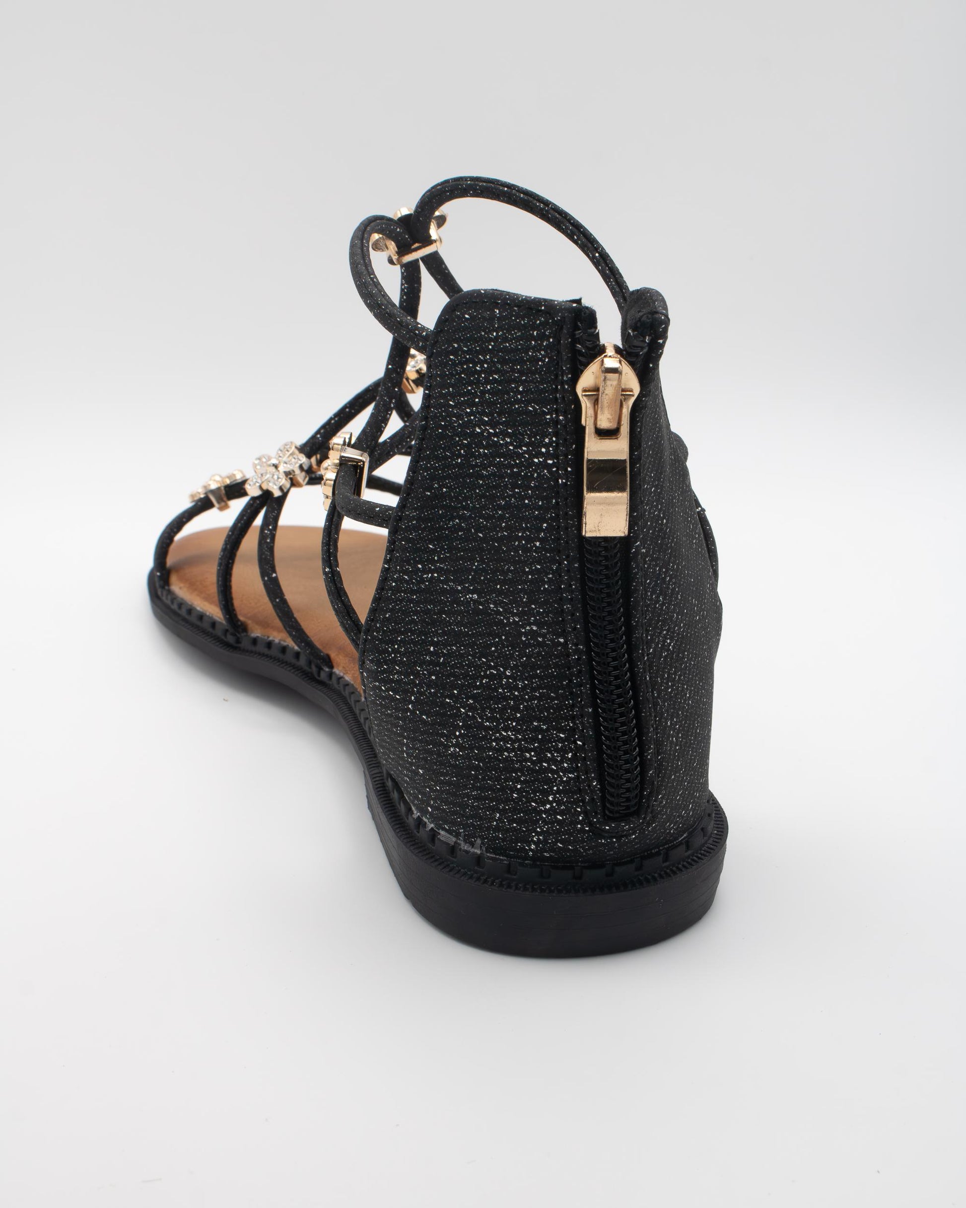 SANDALO FLAT FIORI NERO 