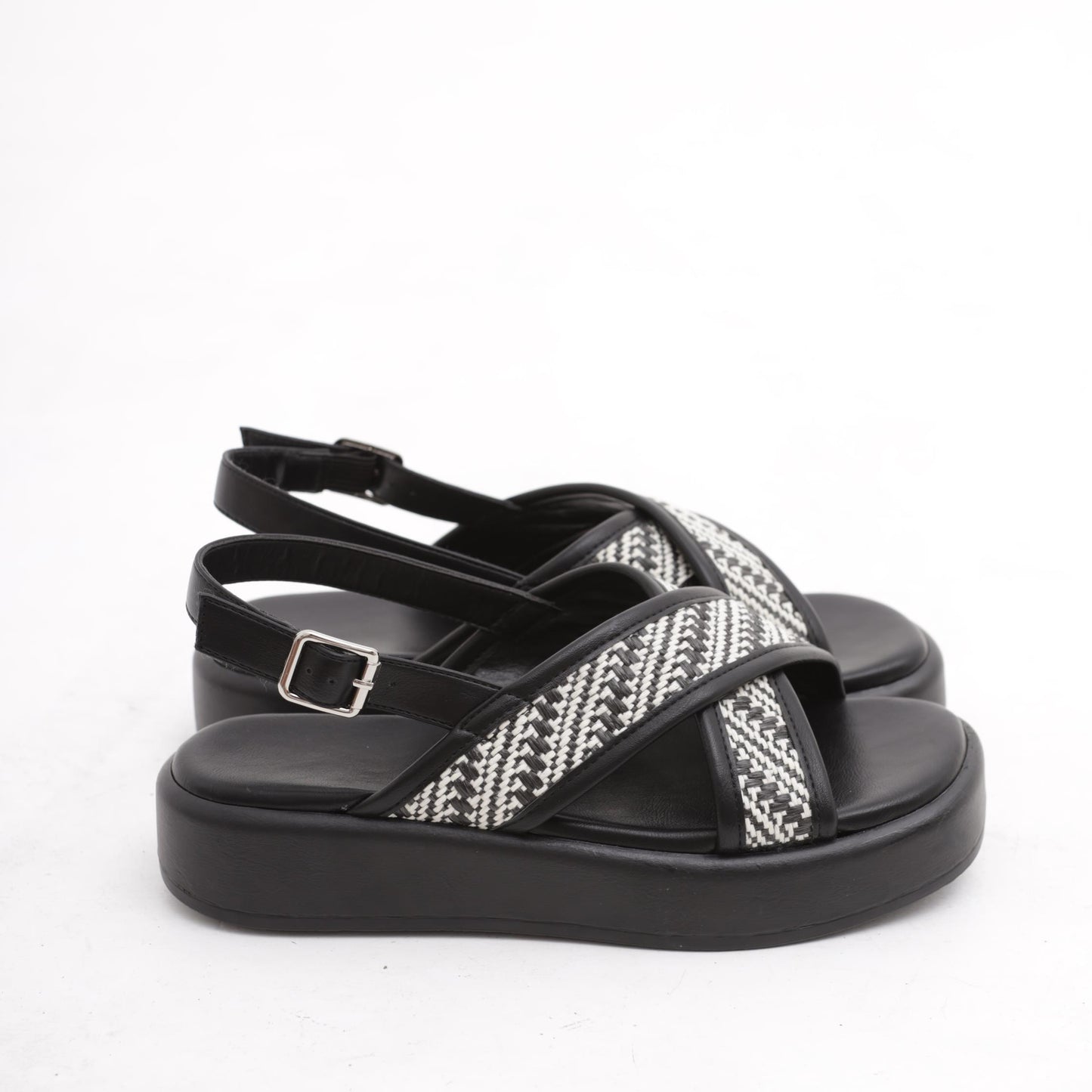 SANDALO FLATFORM INCROCIO NERO 