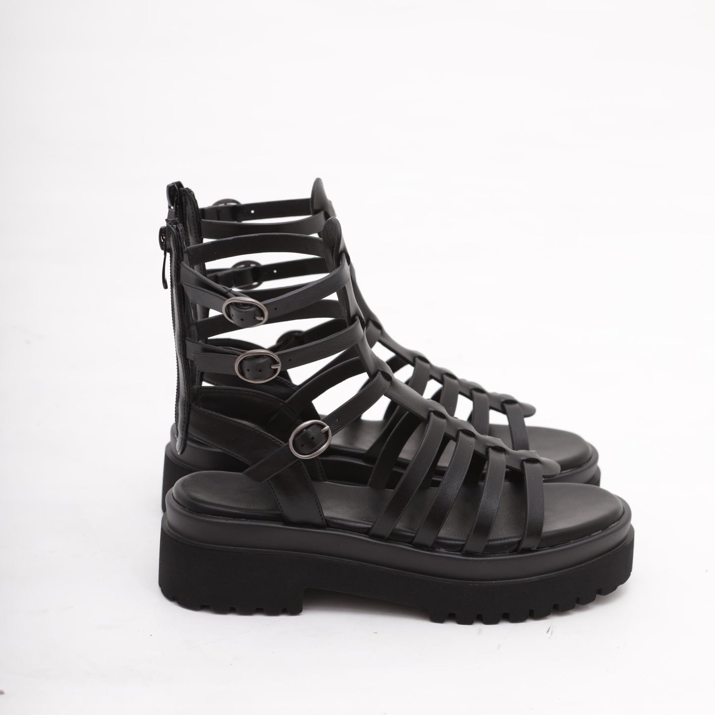 SANDALO FLATFORM GLADIATORE NERO 