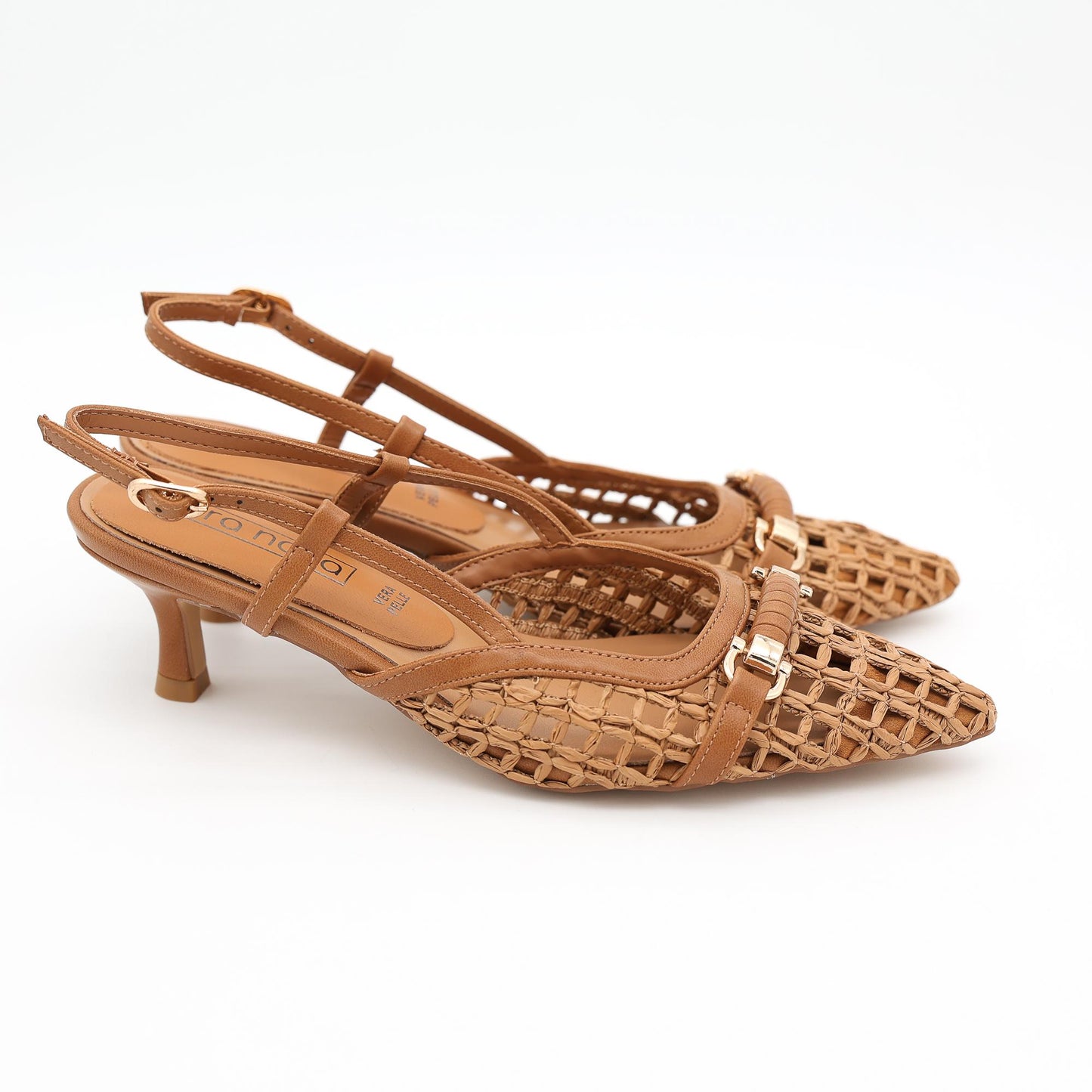 SLINGBACK RETE MORSETTO CUOIO 