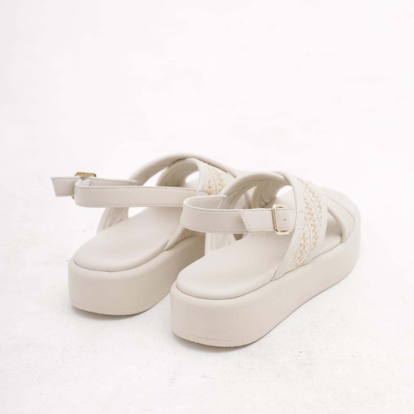 SANDALO FLATFORM INCROCIO PANNA 