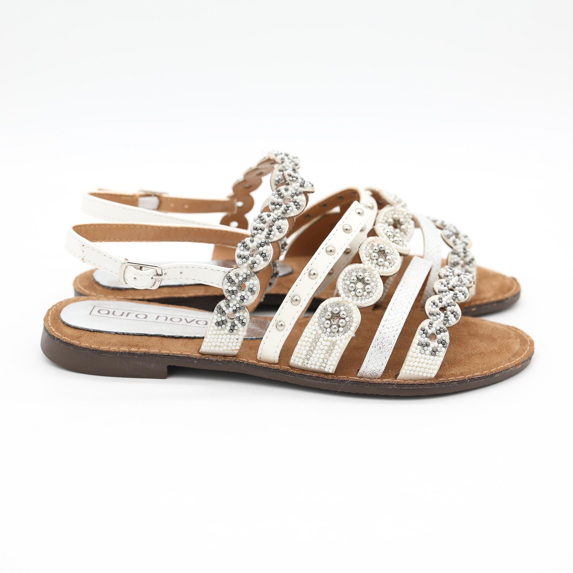 SANDALO FLAT PERLINE BIANCO 