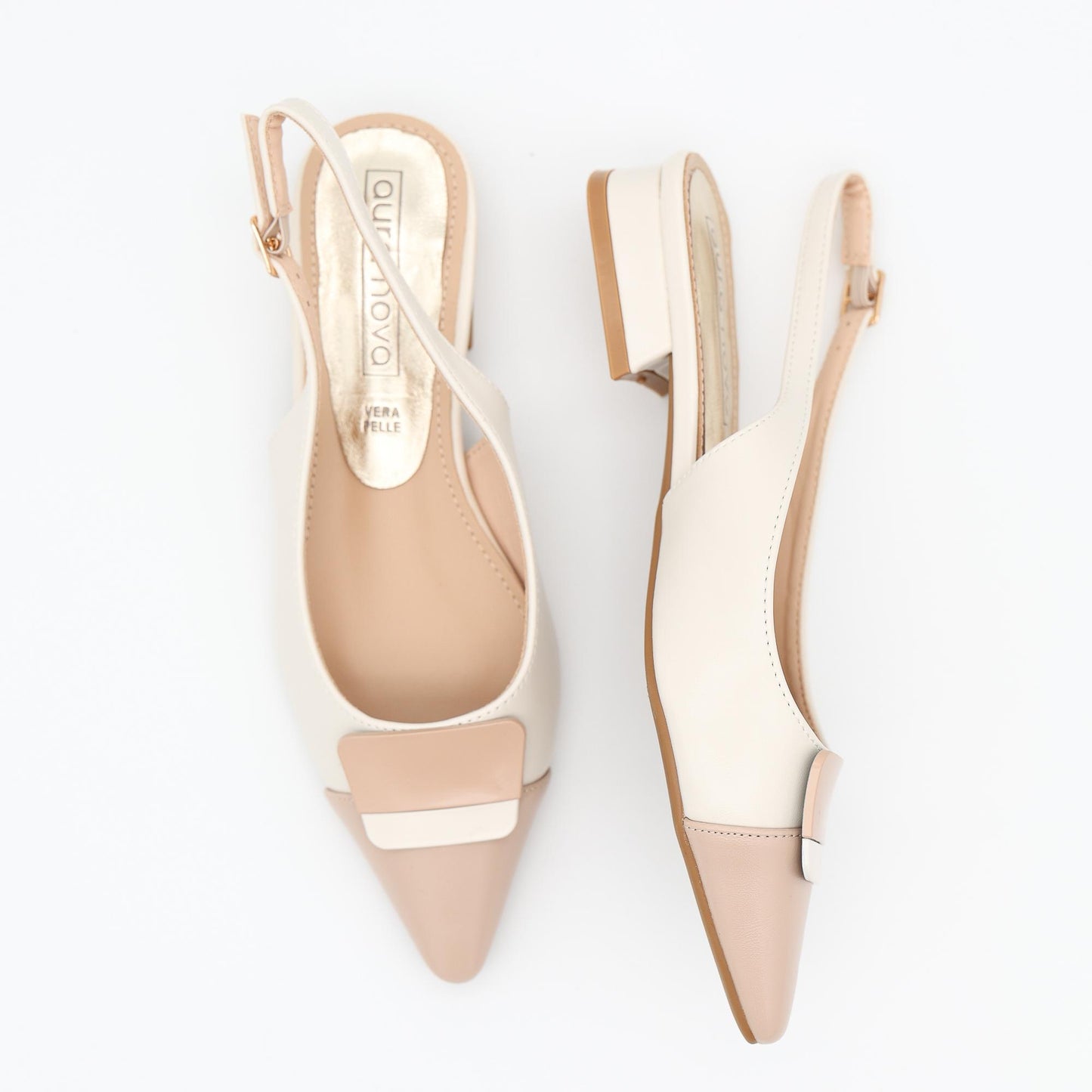 SLINGBACK BICOLORE BEIGE 