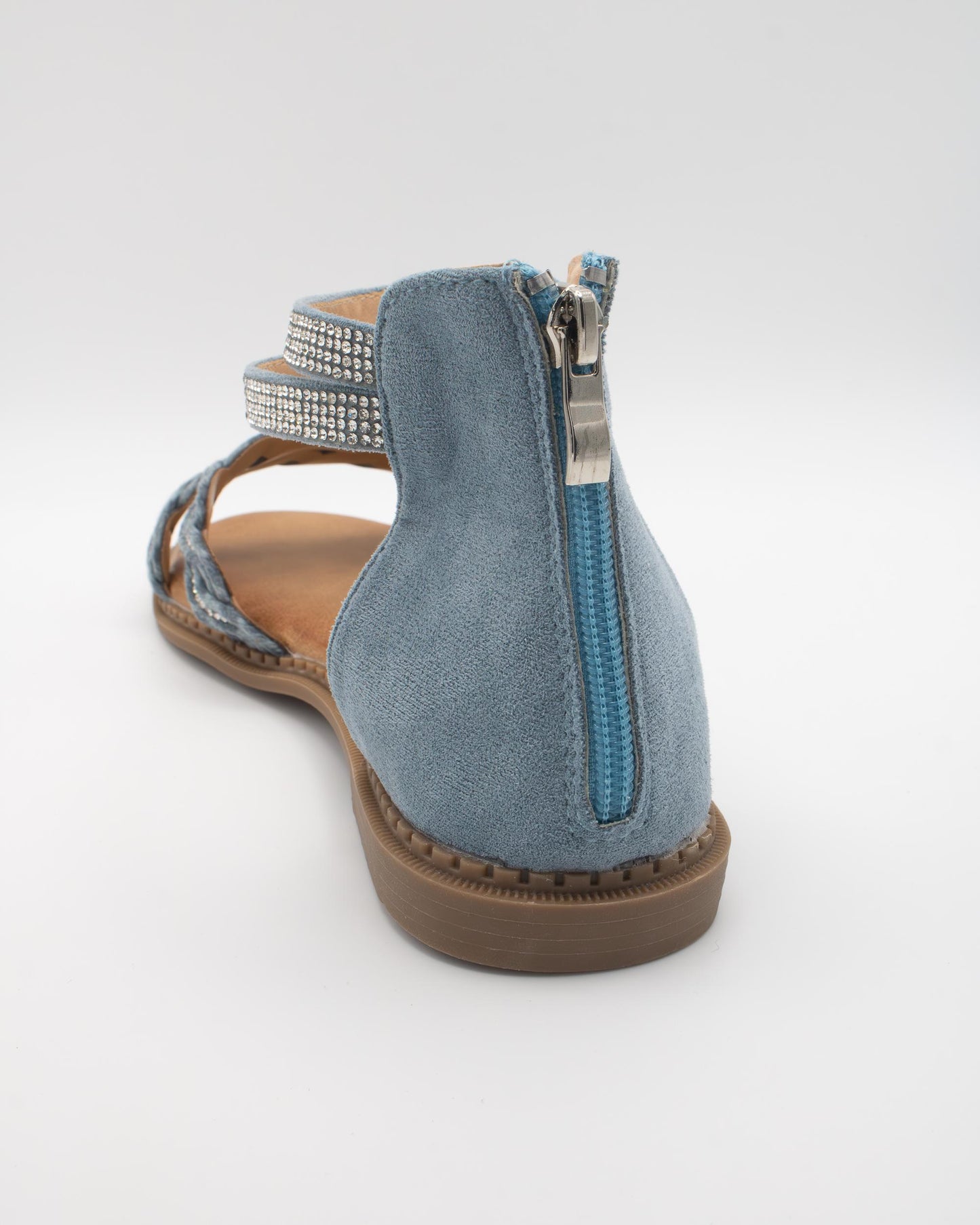 SANDALO FLAT INTRECCIATO STRASS BLU 