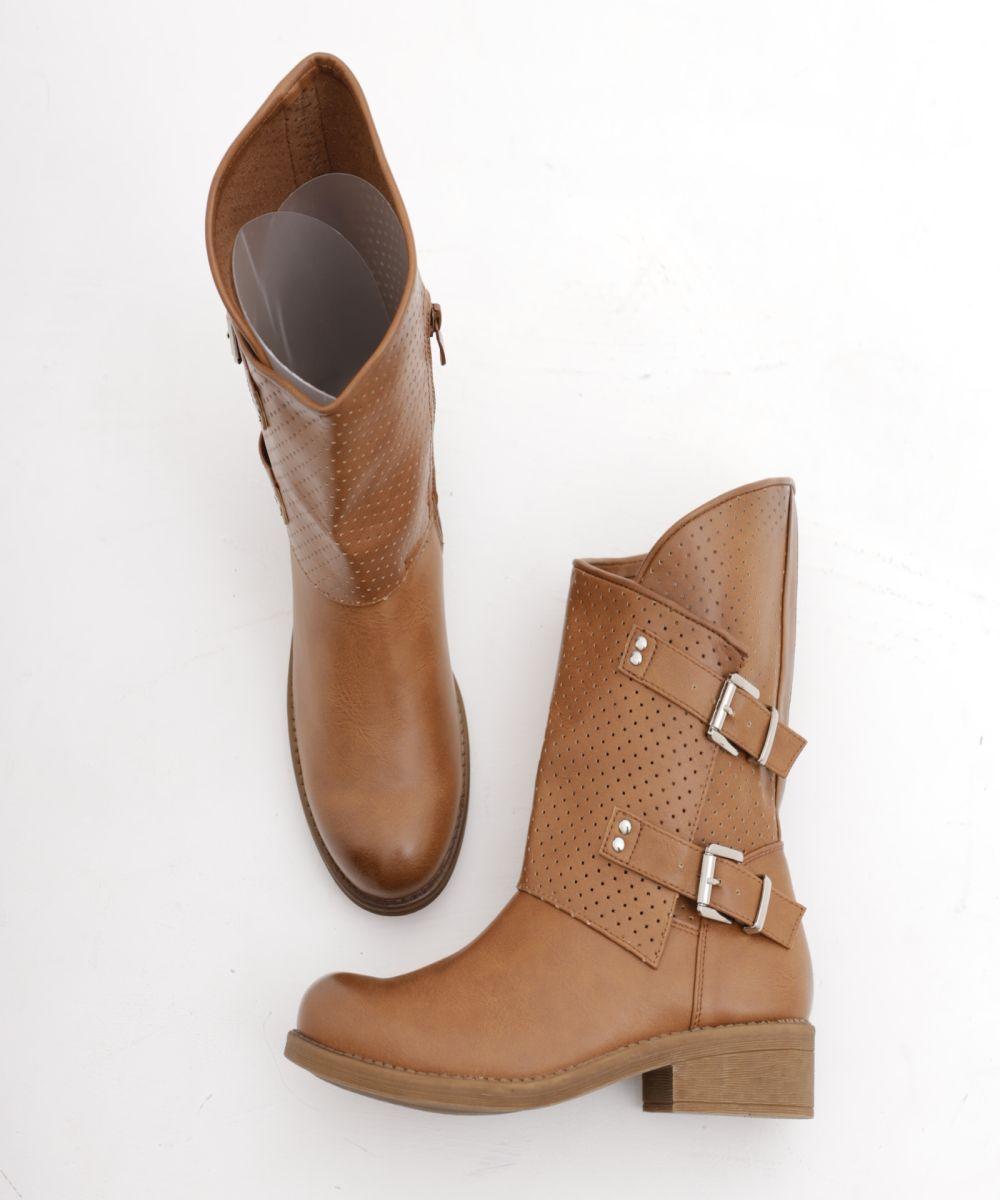 STIVALETTO FIBBIE CUOIO 
