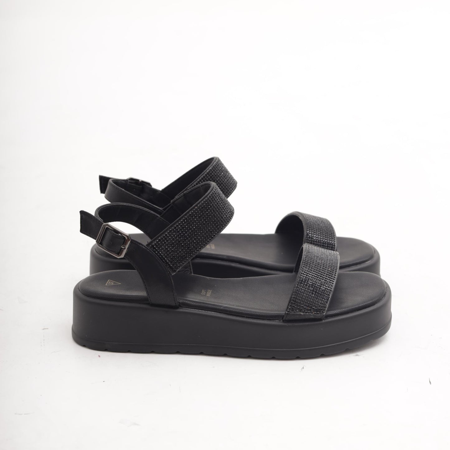 SANDALO FLATFORM STRASS NERO 