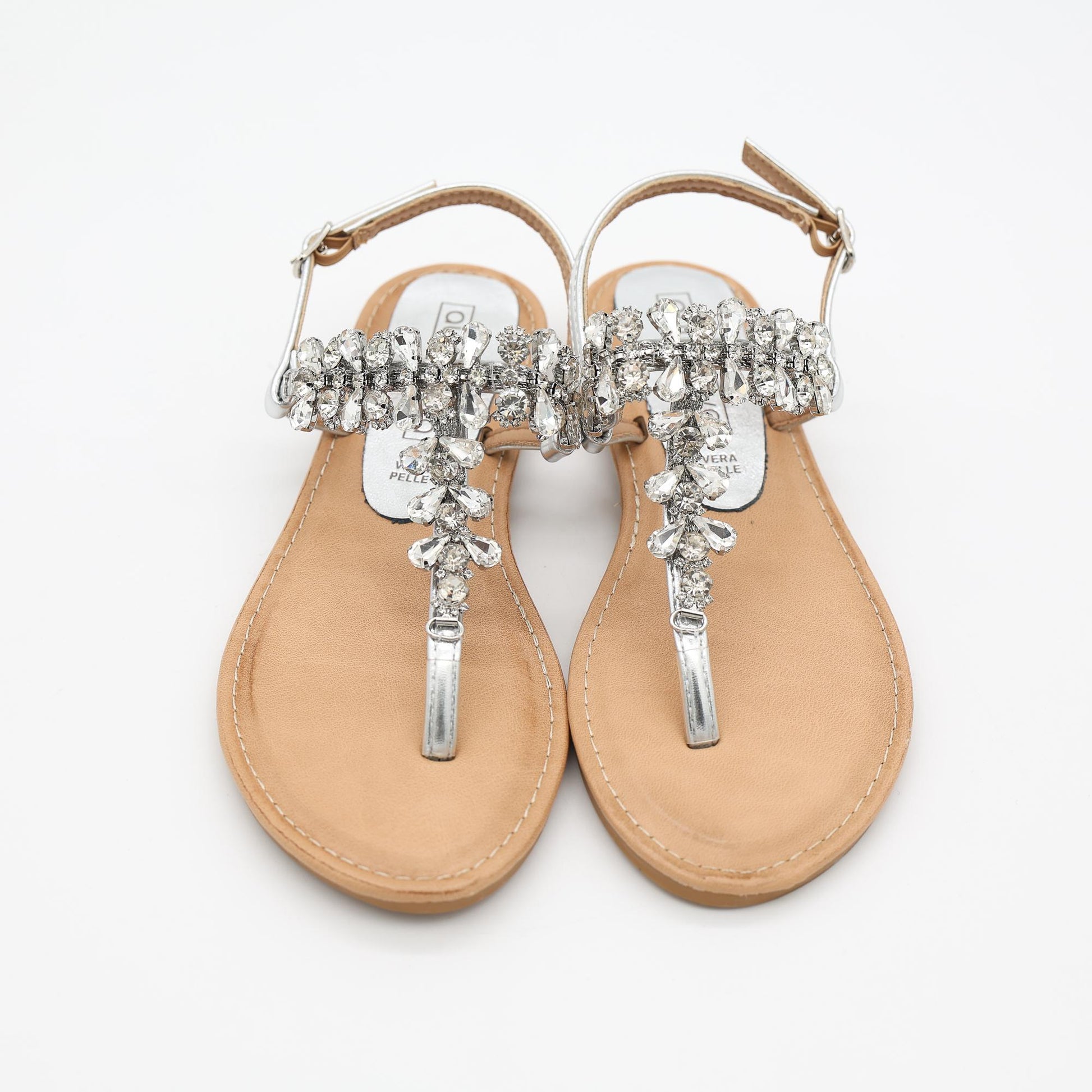 SANDALO FLAT INFRADITO PIETRE ARGENTO 