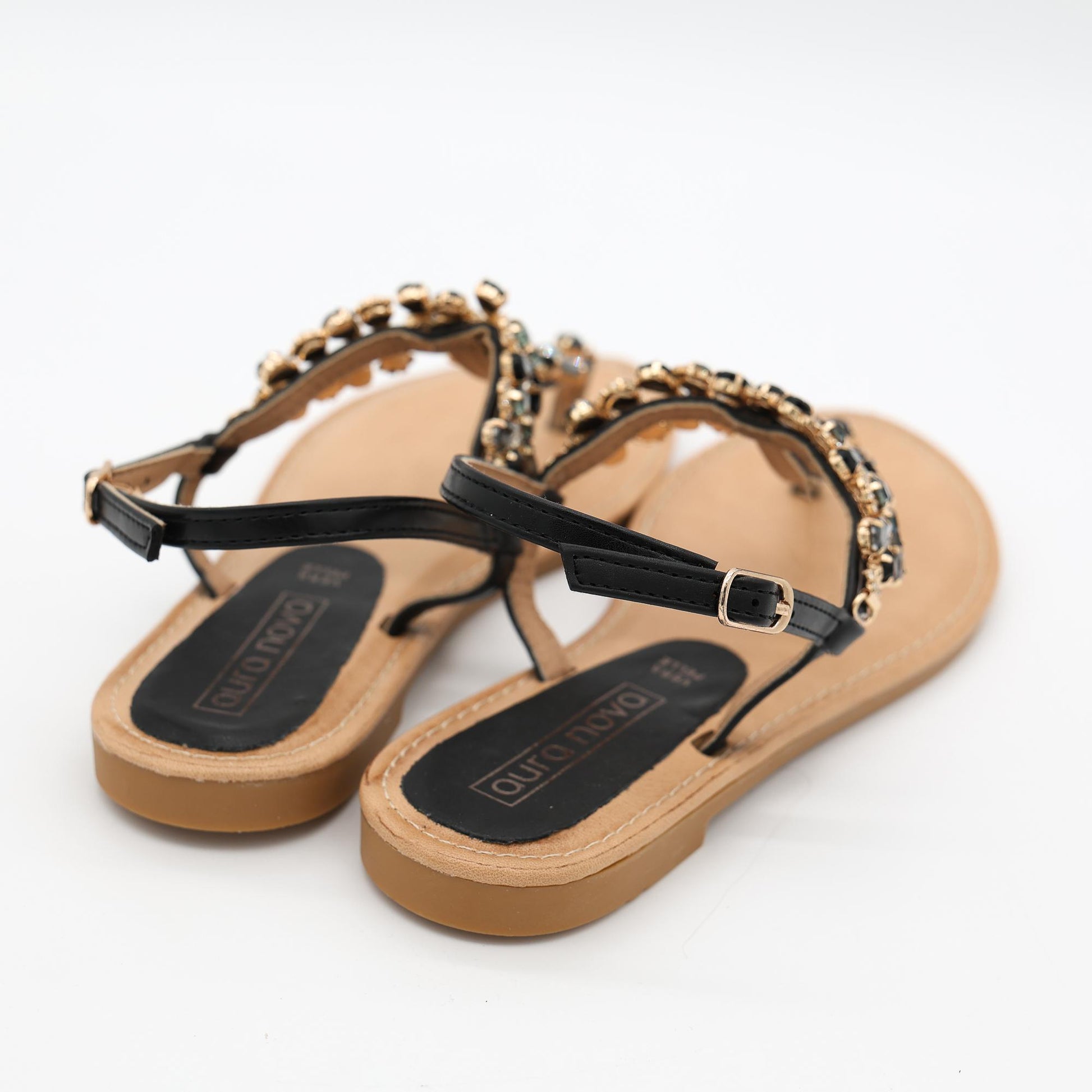 SANDALO FLAT INFRADITO PIETRE NERO 