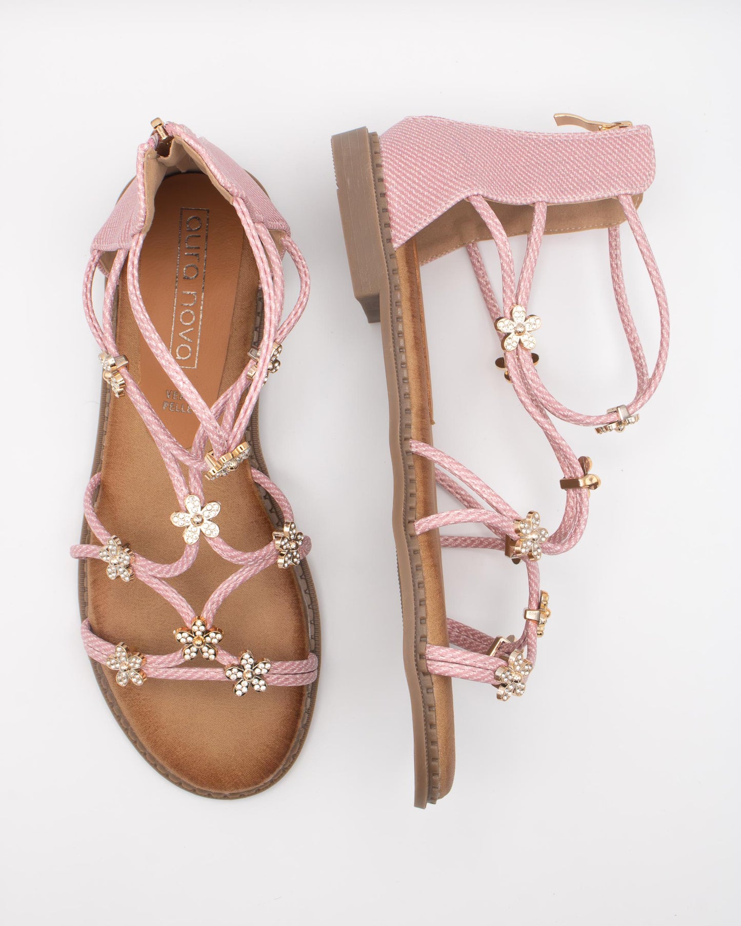 SANDALO FLAT FIORI ROSA 