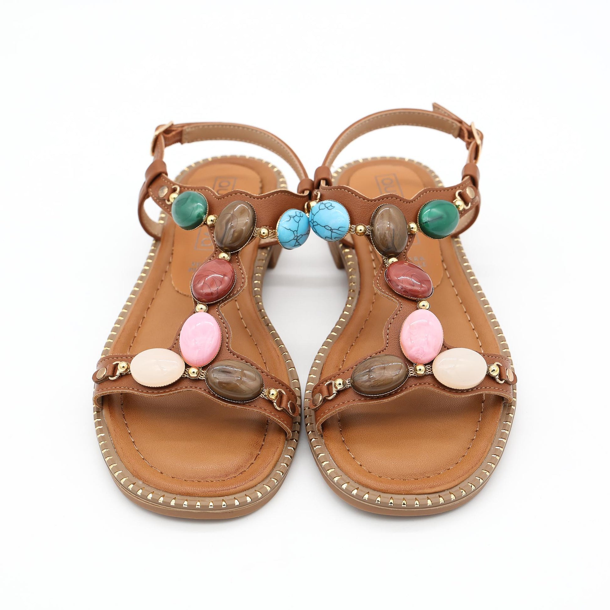 SANDALO FLAT PIETRE CAMEL 