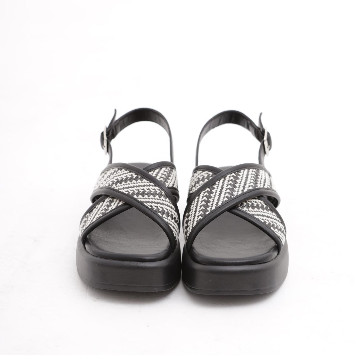 SANDALO FLATFORM INCROCIO NERO 