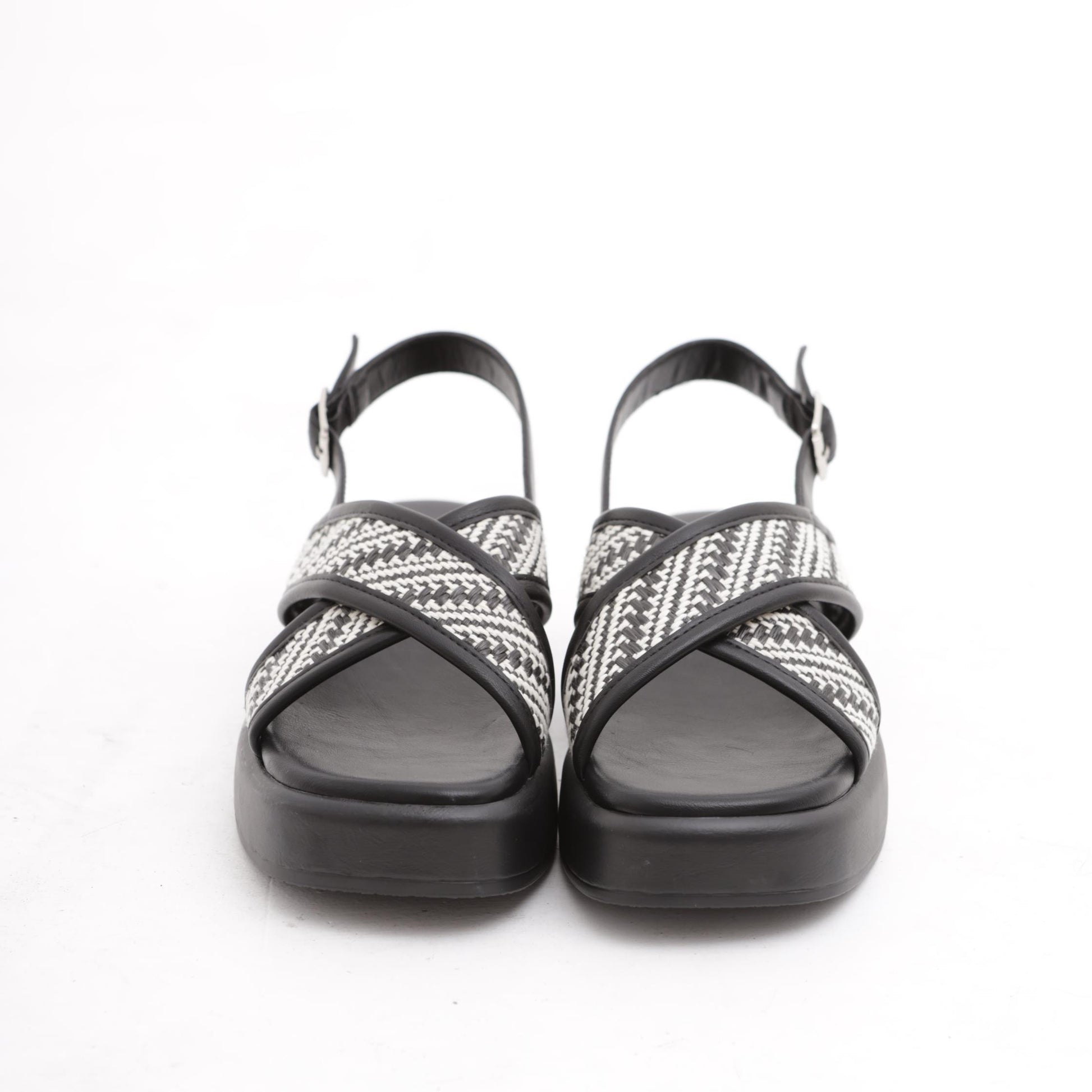 SANDALO FLATFORM INCROCIO NERO 