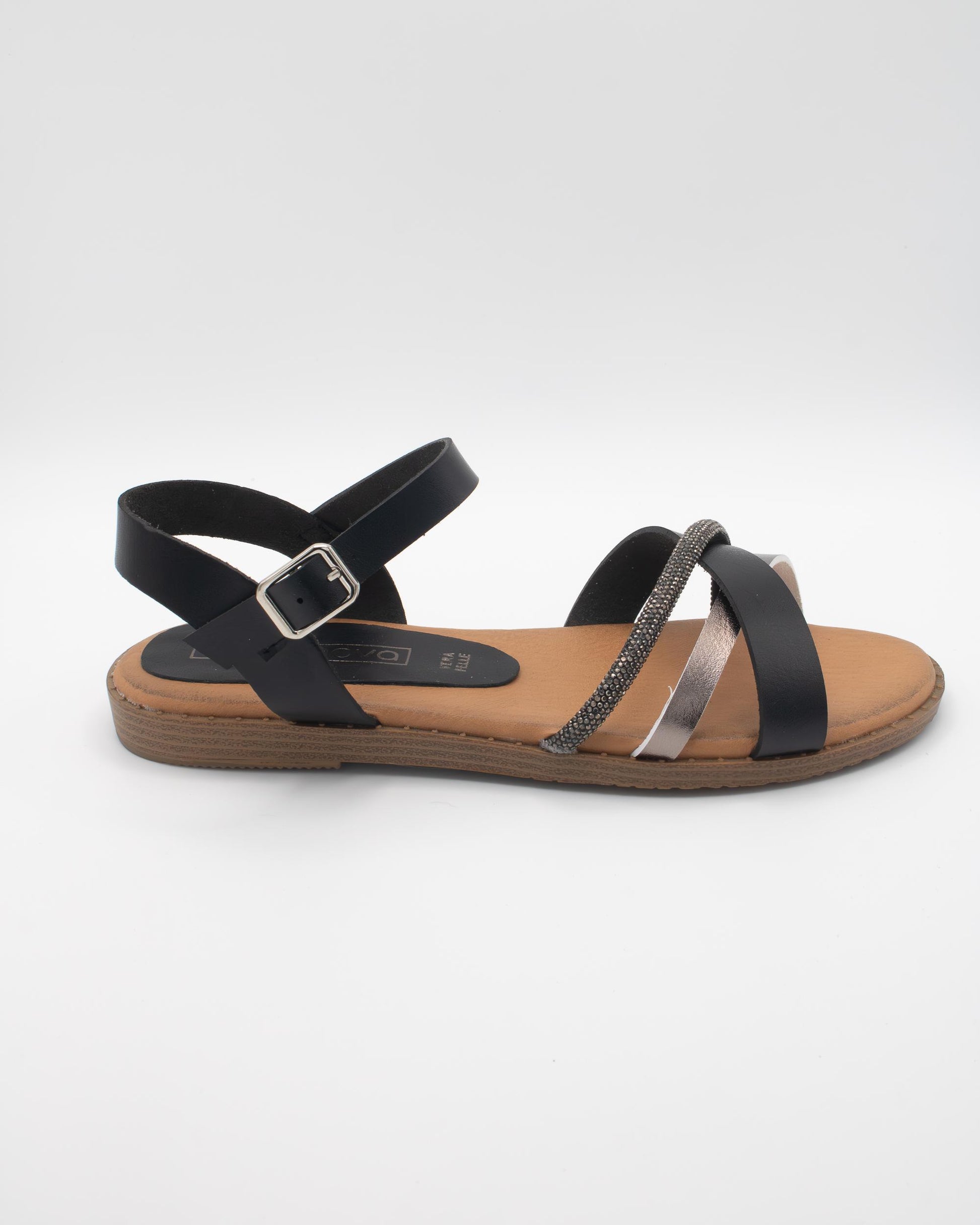 SANDALO FLAT STRASS NERO 