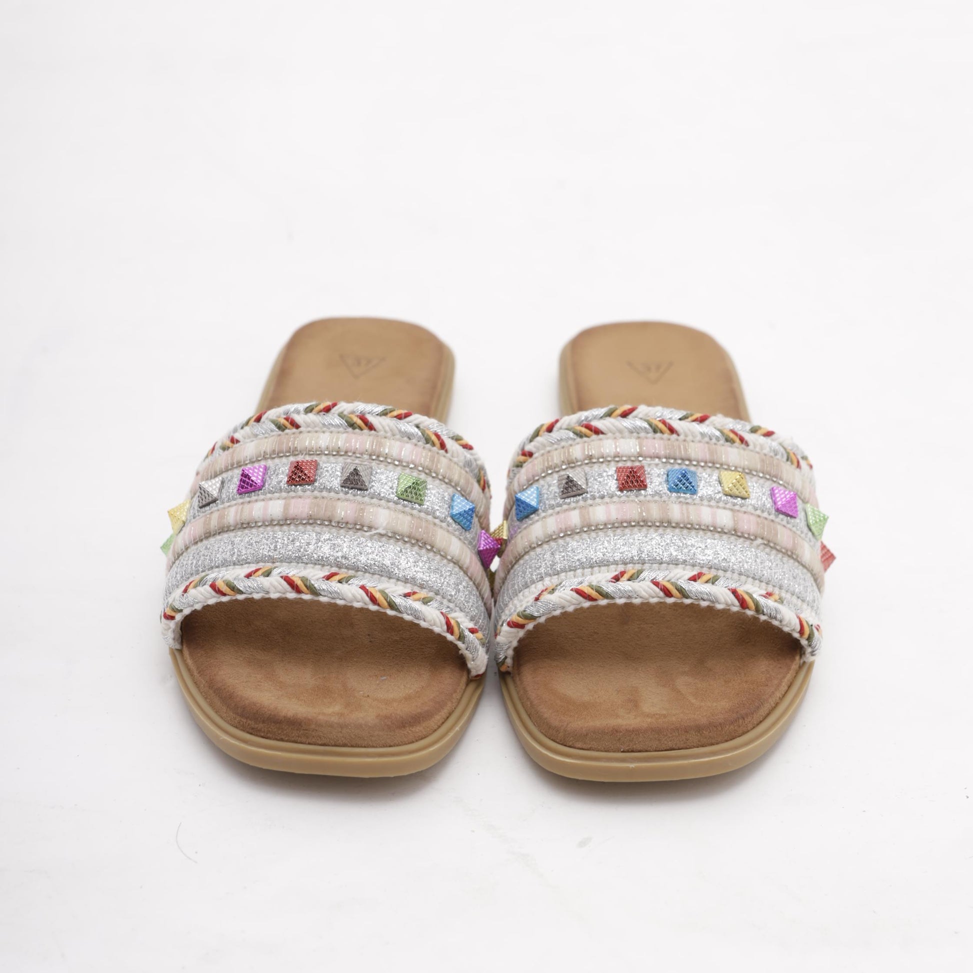CIABATTINA FLAT MULTICOLOR ARGENTO 