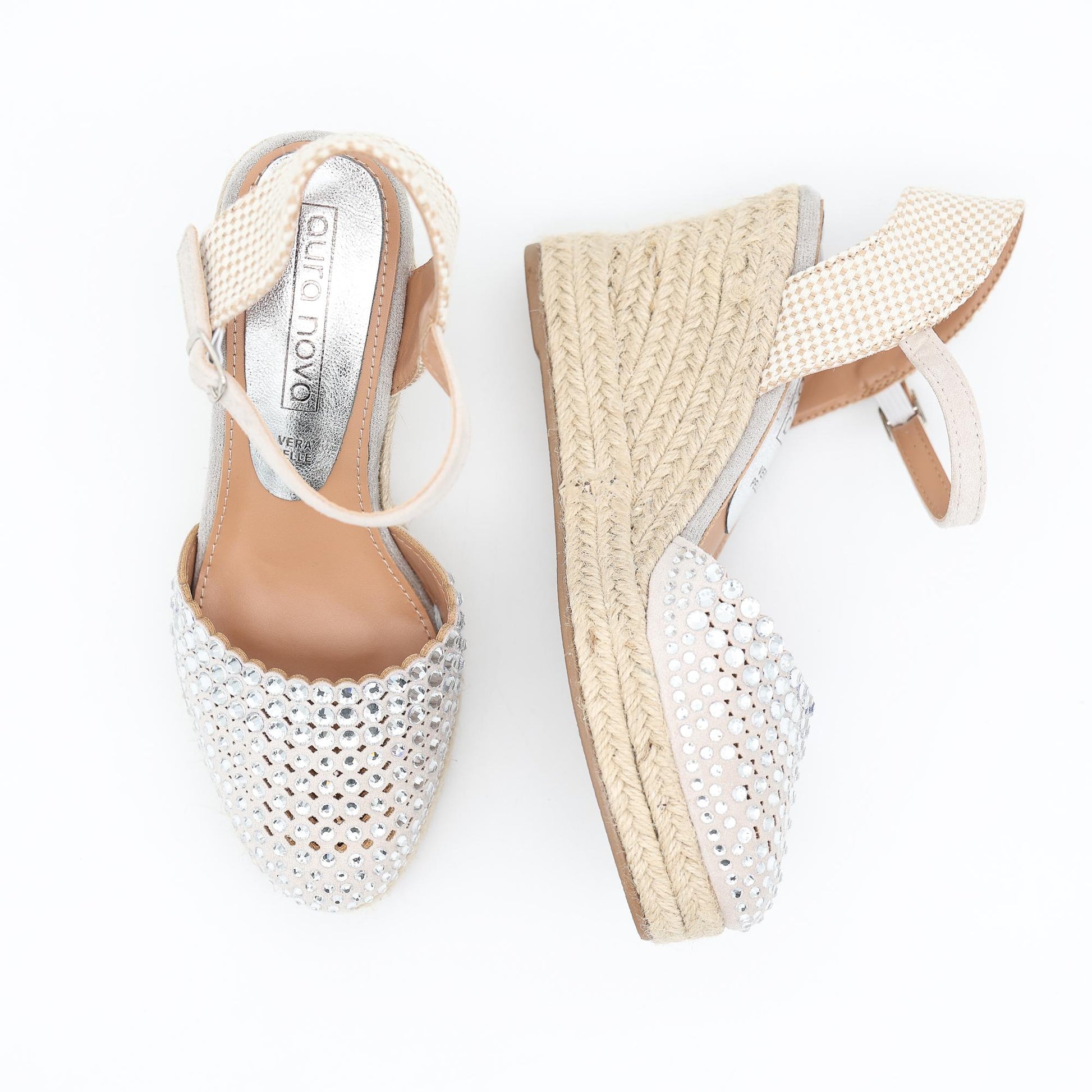 SANDALO ZEPPA CORDA STRASS ARGENTO 