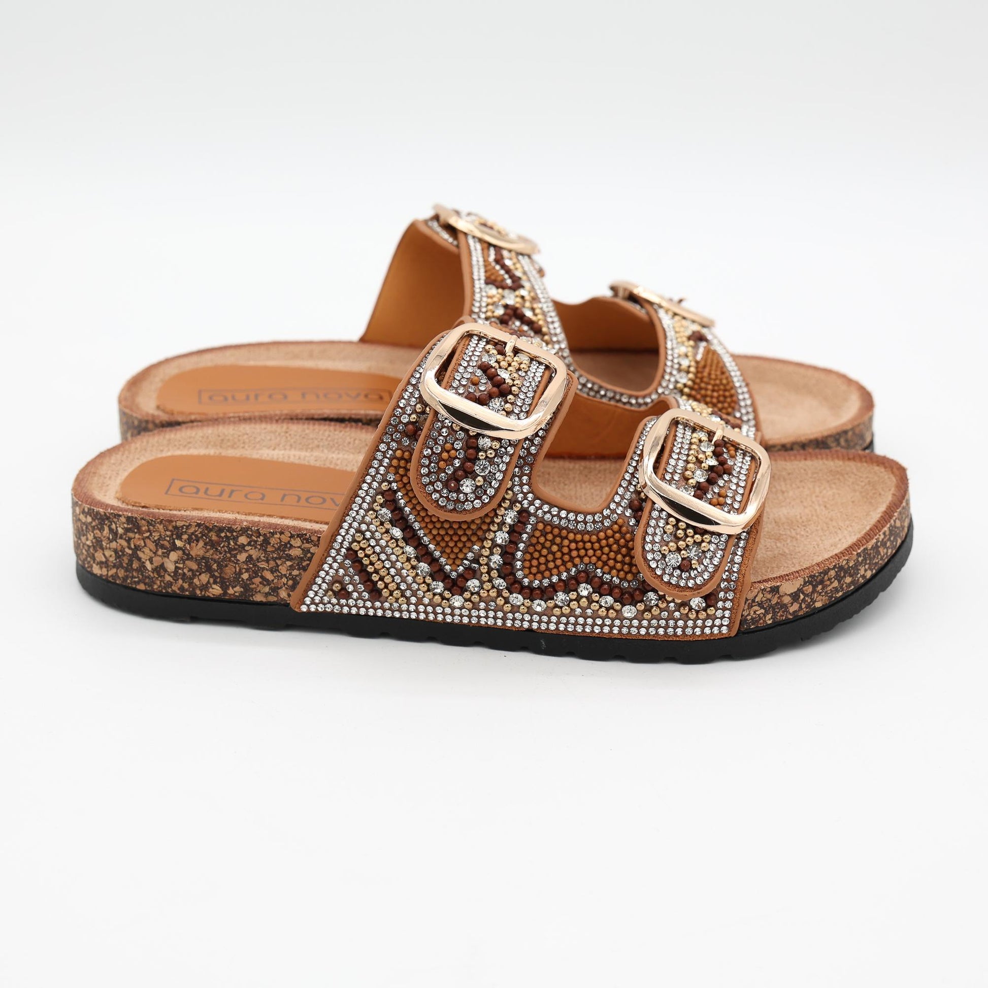 SANDALO BIO PERLINE CAMEL 