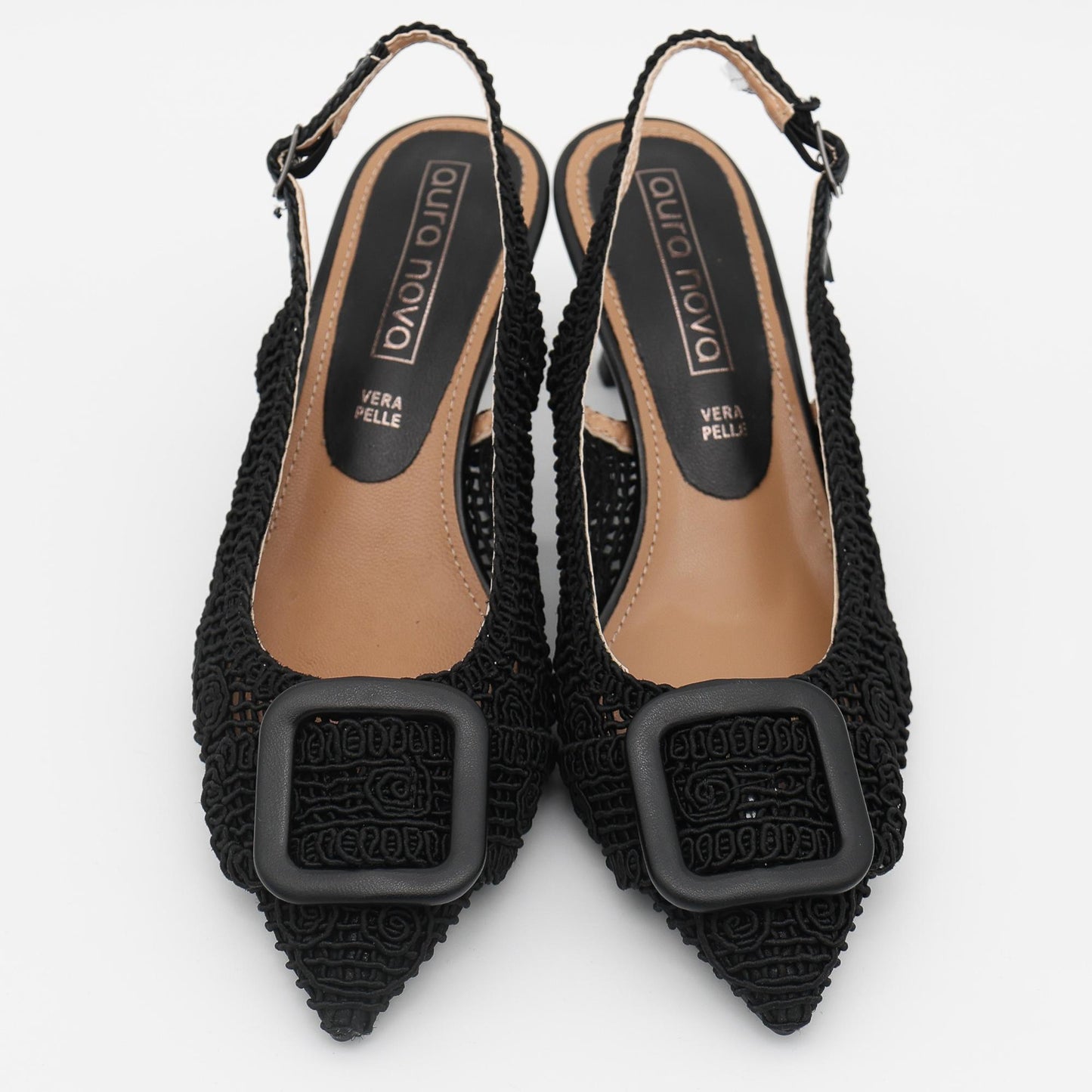 SLINGBACK CROCHET FIBBIA NERO 
