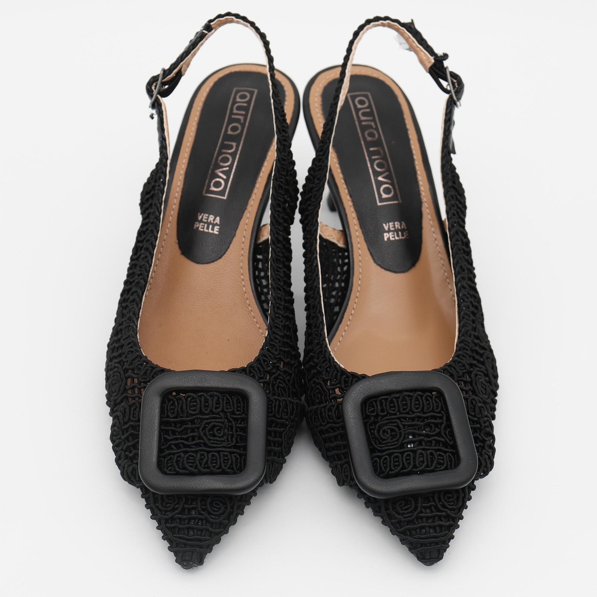 SLINGBACK CROCHET FIBBIA NERO 