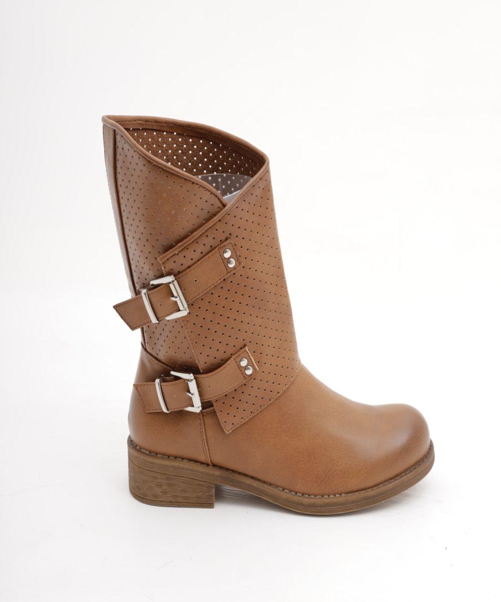 STIVALETTO FIBBIE CUOIO 