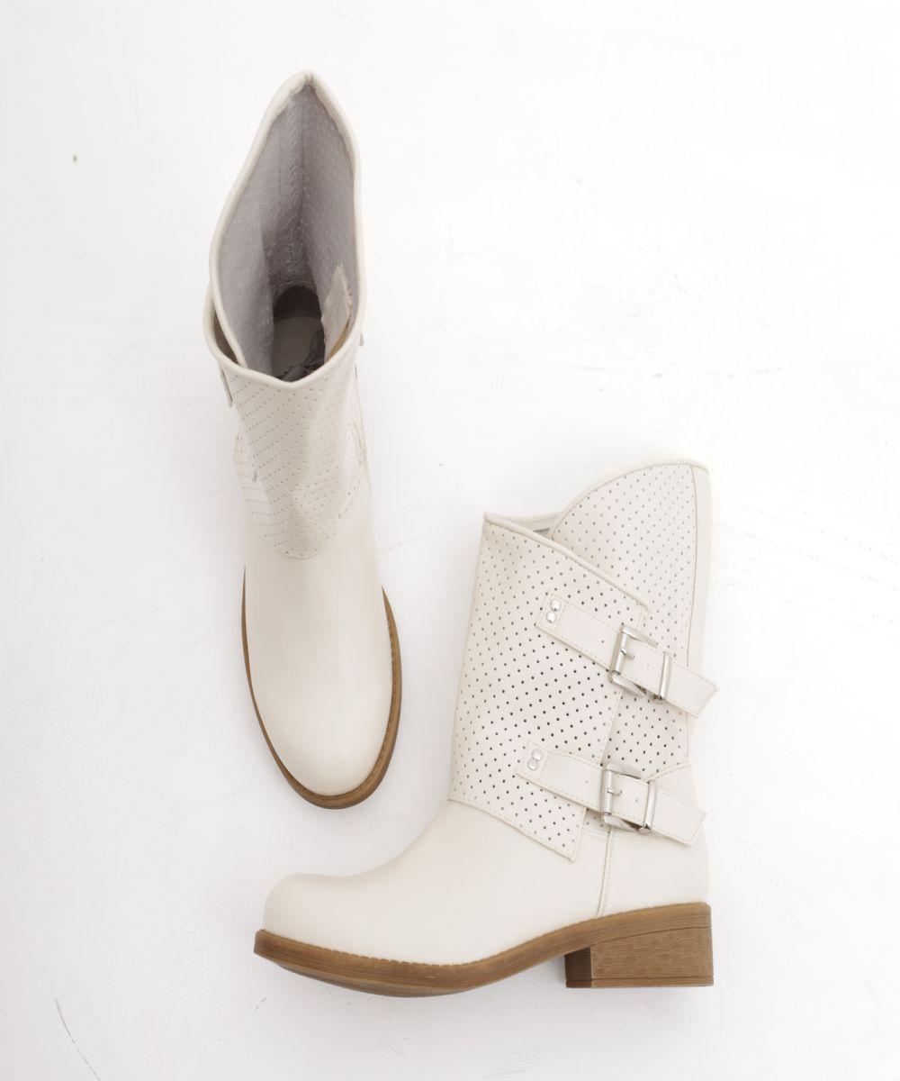 STIVALETTO FIBBIE BEIGE 