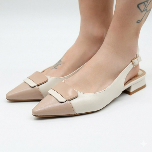 SLINGBACK BICOLORE BEIGE 