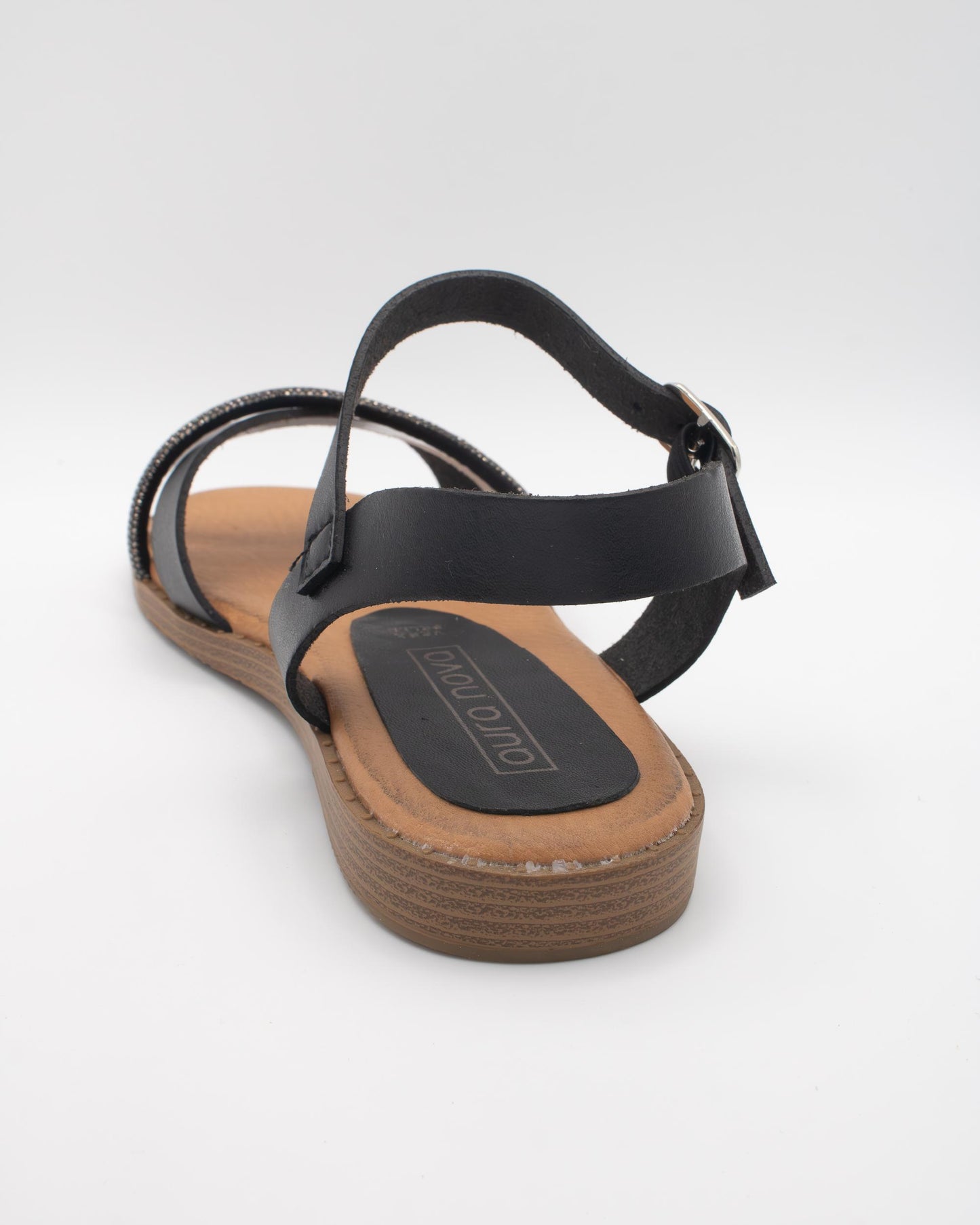 SANDALO FLAT STRASS NERO 