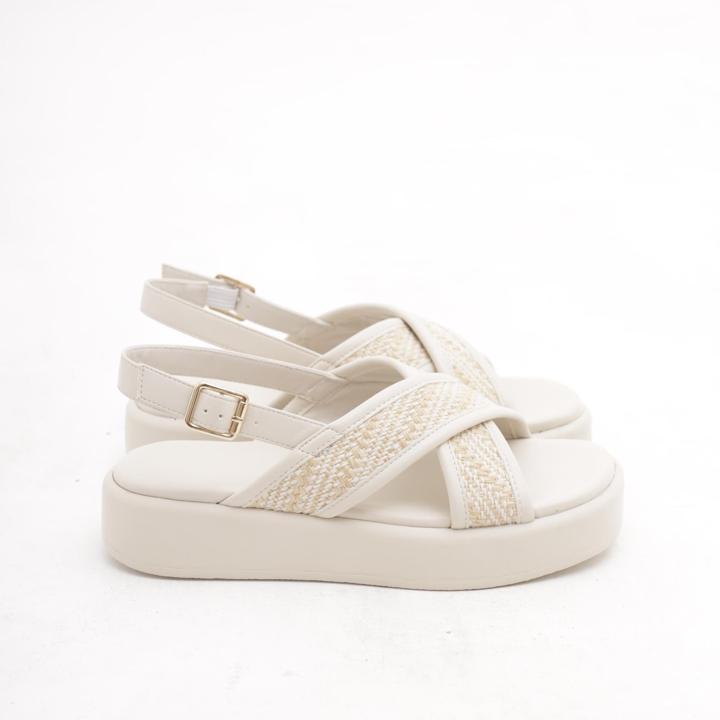 SANDALO FLATFORM INCROCIO PANNA 