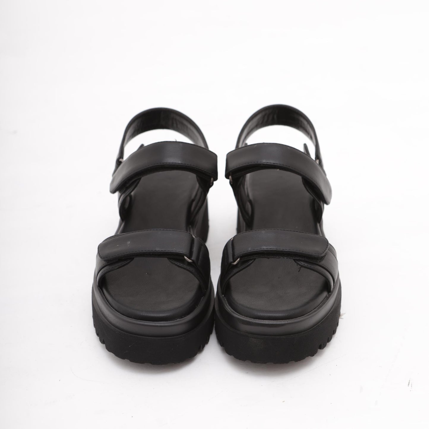 SANDALO FLATFORM DOPPIA FASCIA NERO 