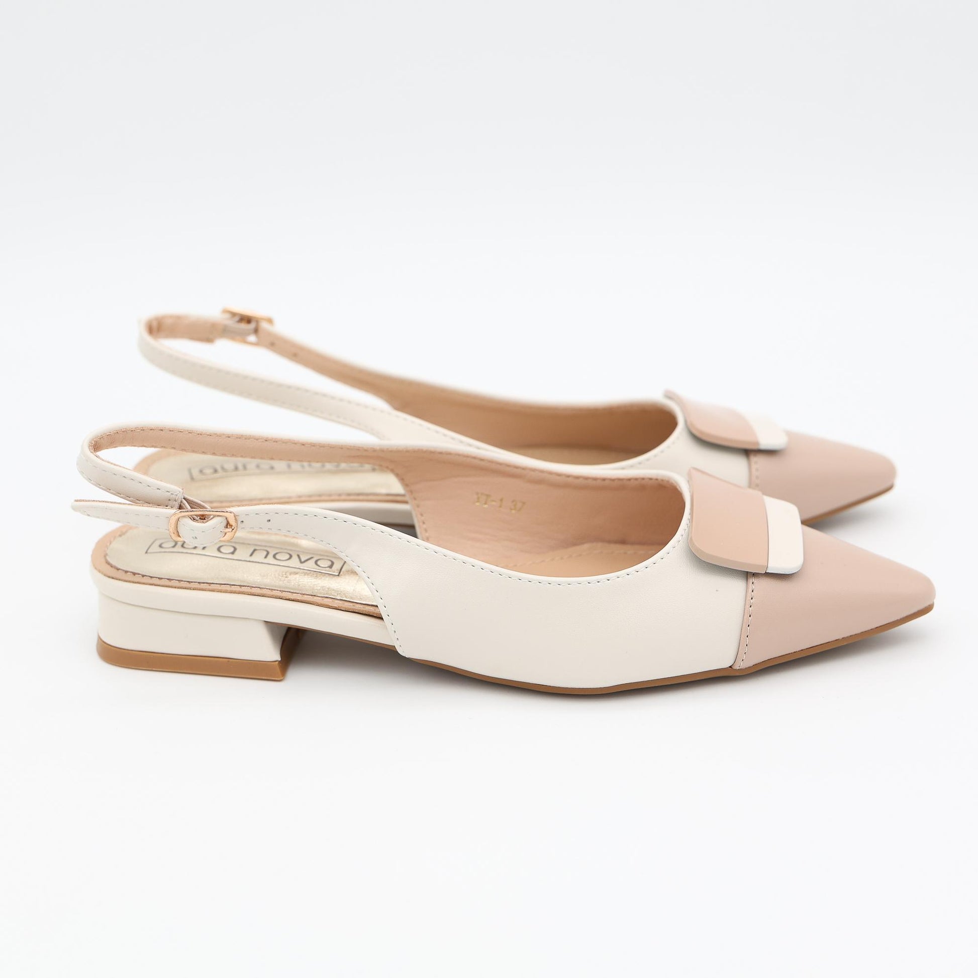 SLINGBACK BICOLORE BEIGE 