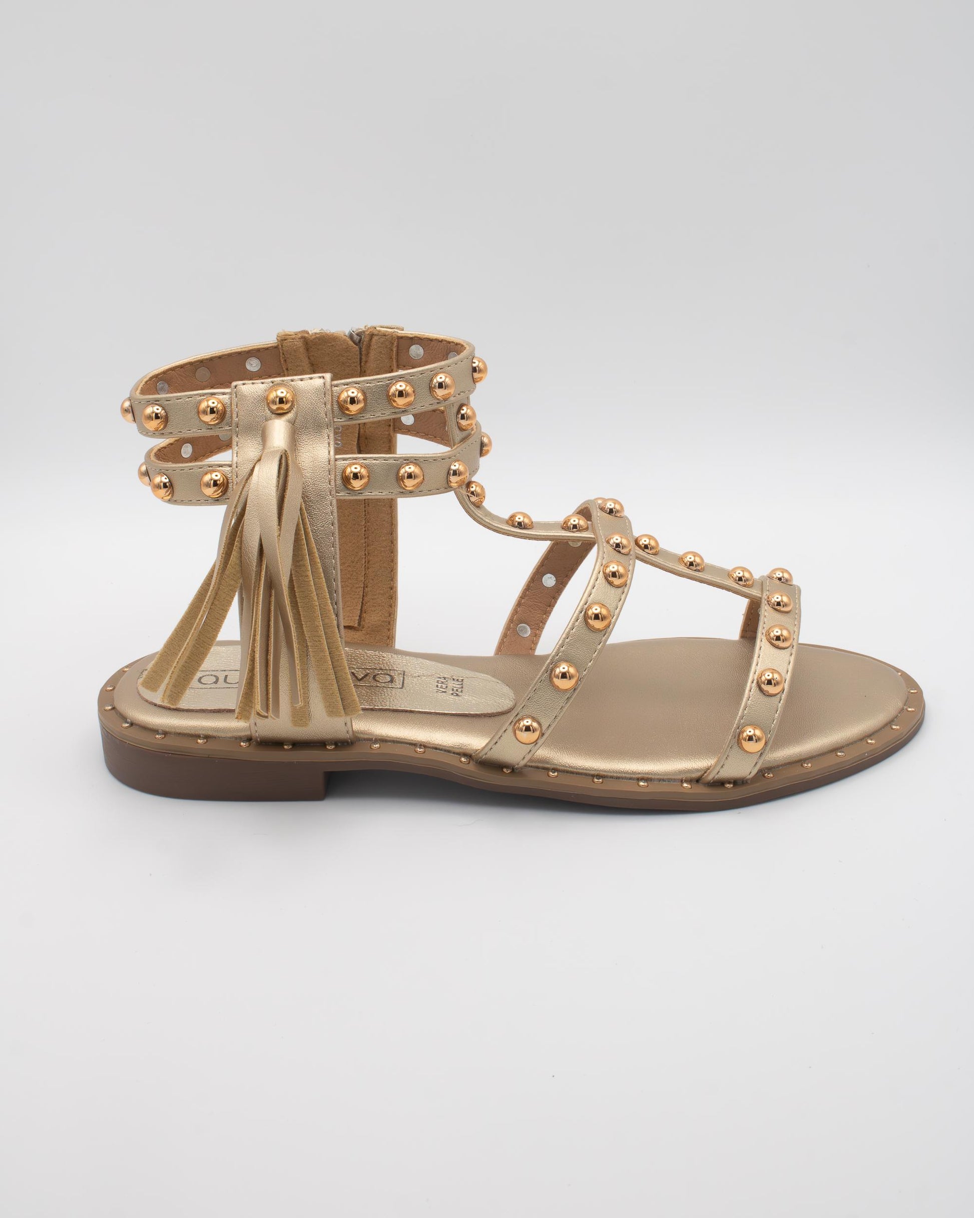 SANDALO FLAT BORCHIE NAPPINA PLATINO 