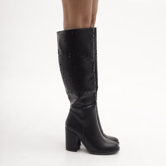 STIVALE TACCO TRAFORATO  NERO<BR/> 