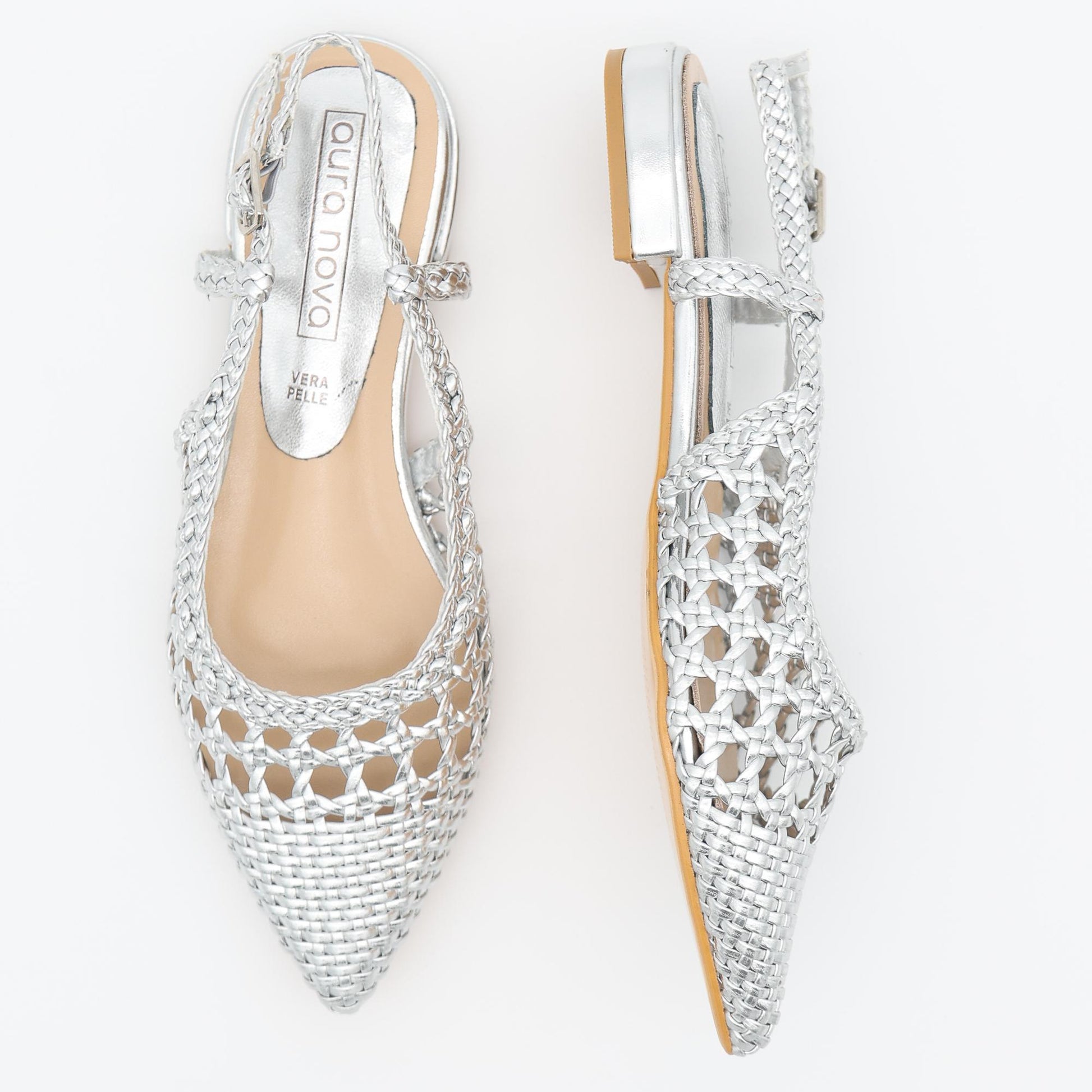 SLINGBACK INTRECCIATA ARGENTO 