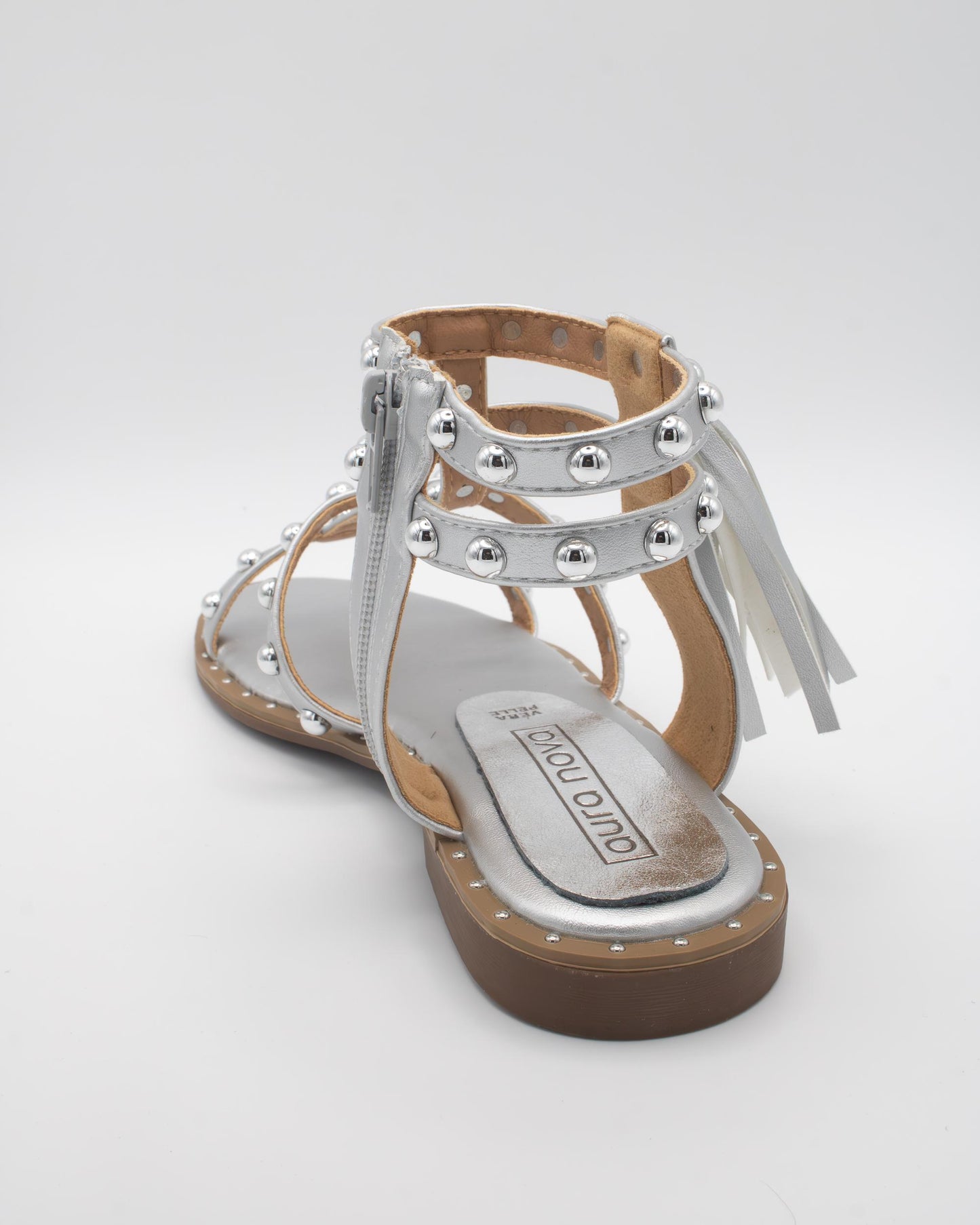 SANDALO FLAT BORCHIE NAPPINA ARGENTO 
