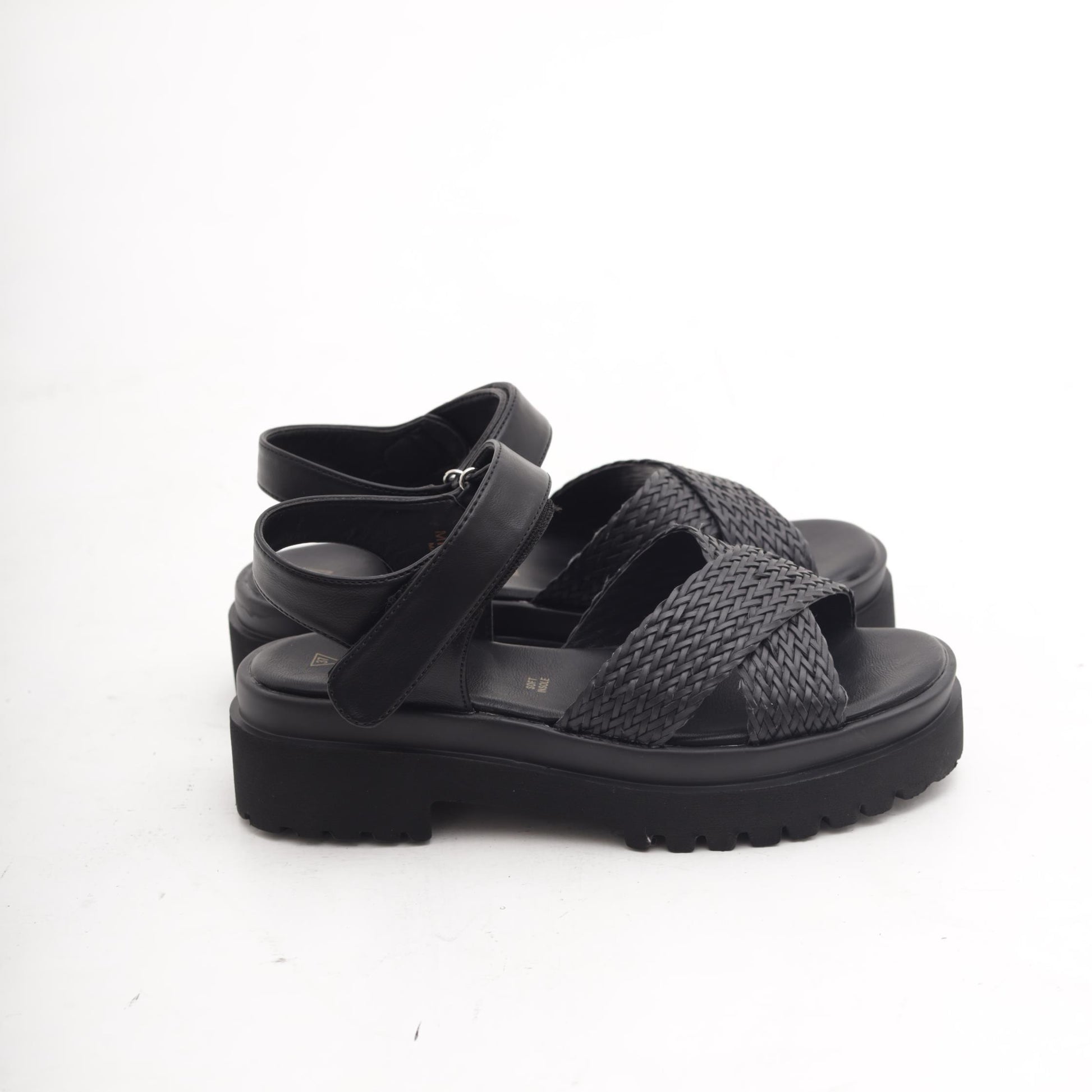 SANDALO FLATFORM INCROCIO NERO 
