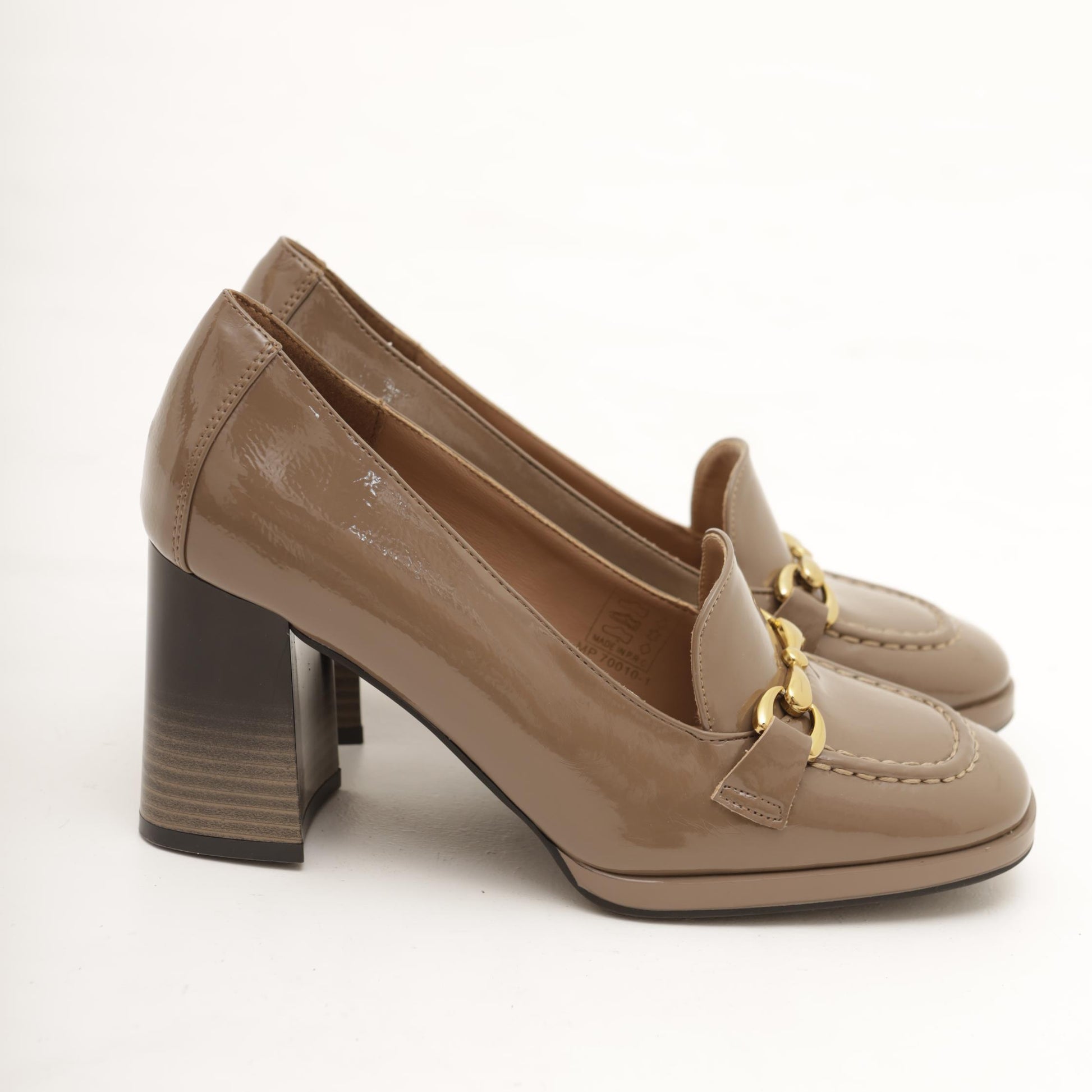MOCASSINO MORSETTO TACCO TAUPE 
