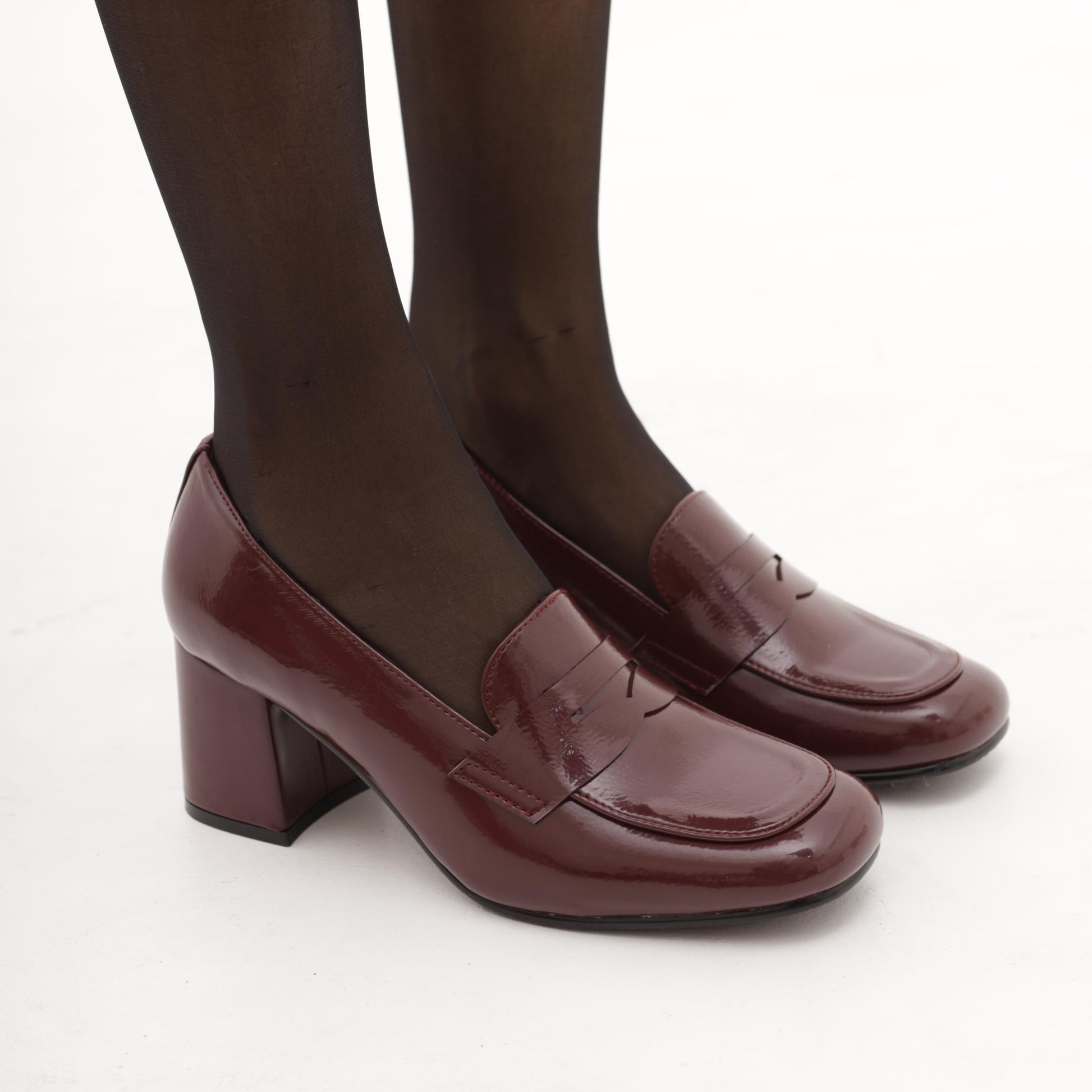 MOCASSINO TACCO LISCIO BORDEAUX 