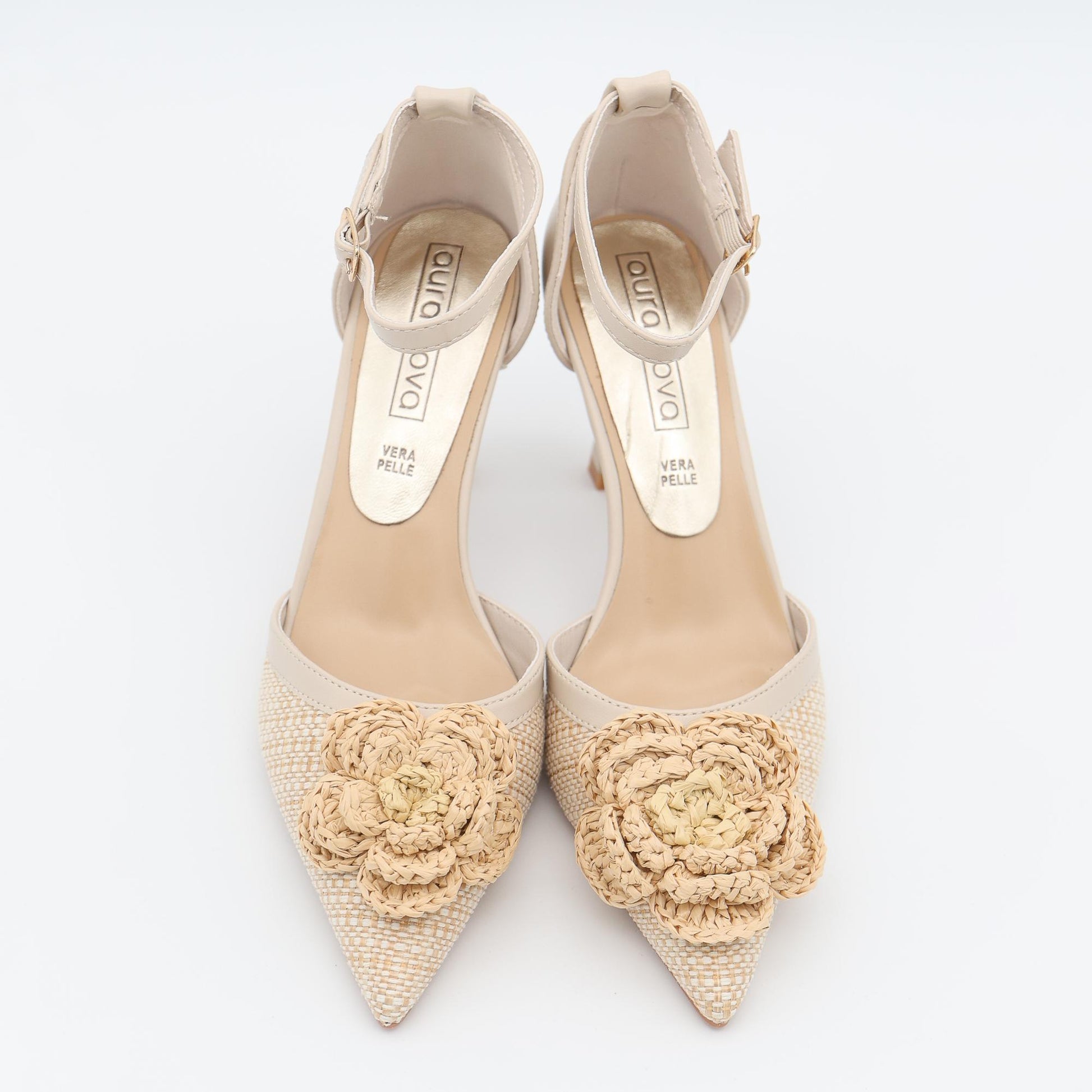 DECOLLETE D'ORSAY RAFIA FIORE BEIGE 