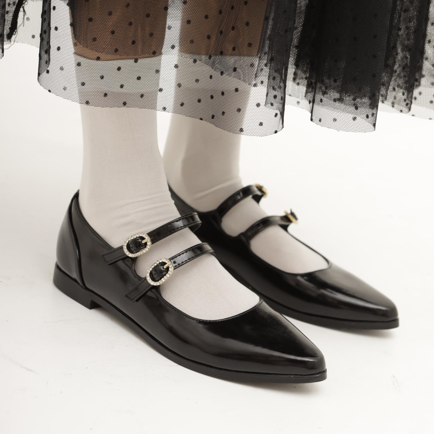 MARY JANE FLAT 2 CINTURINI NERO 