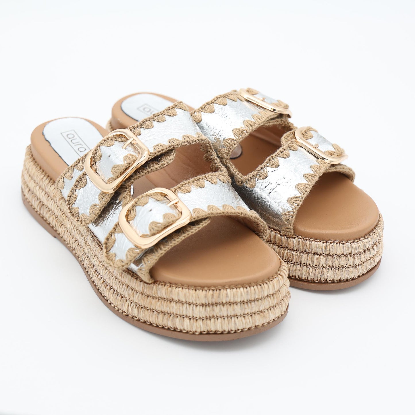SANDALO FLATFORM CORDA ARGENTO 