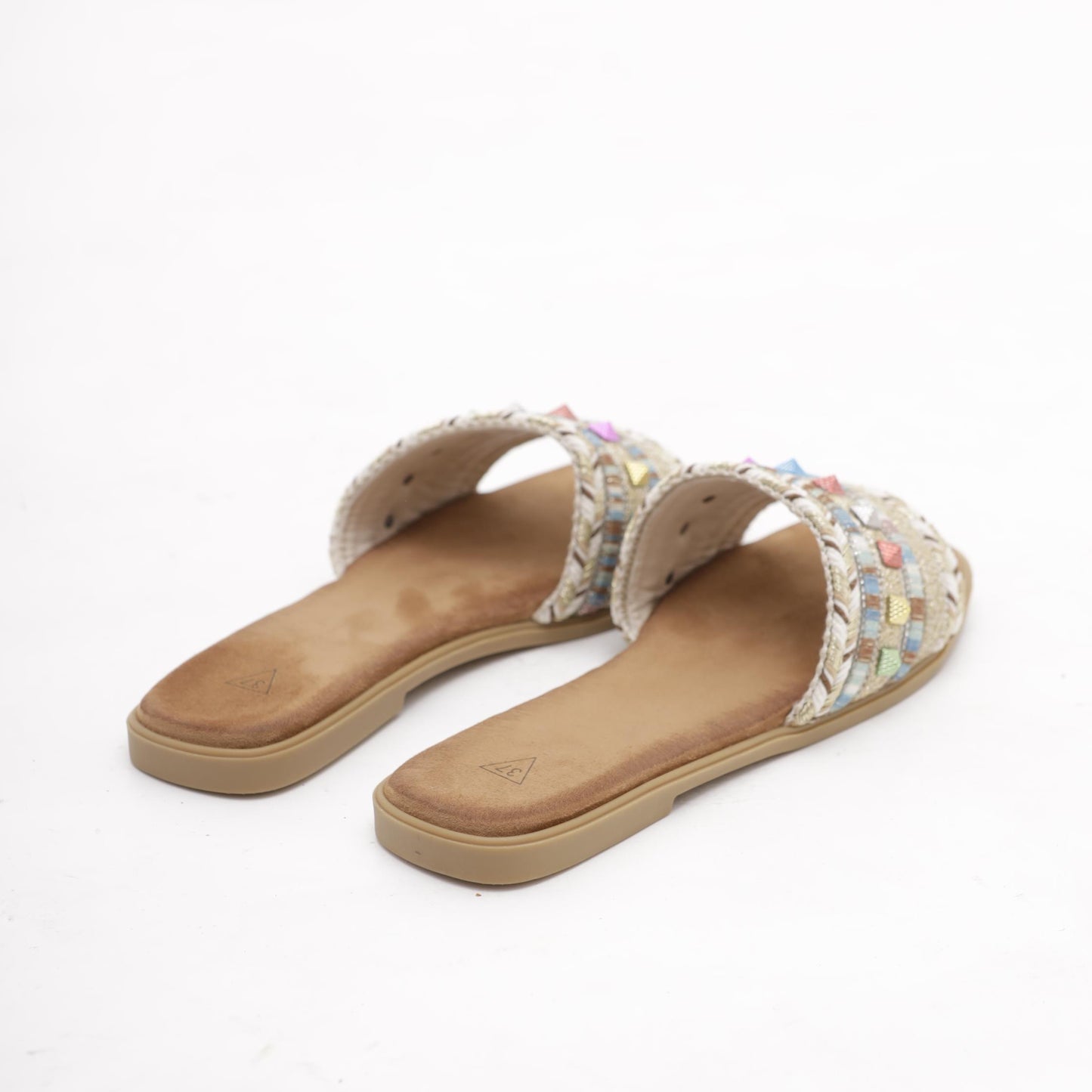 CIABATTINA FLAT MULTICOLOR PLATINO 