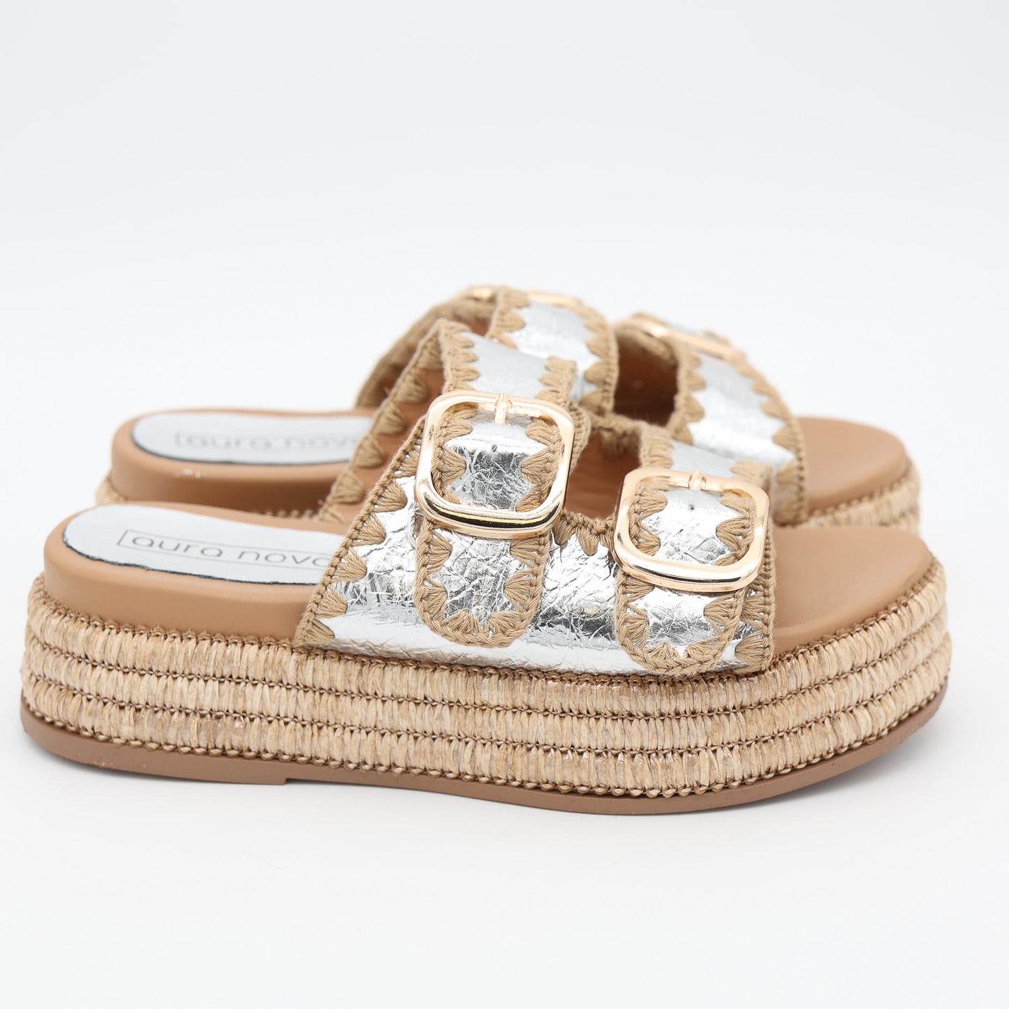 SANDALO FLATFORM CORDA ARGENTO 