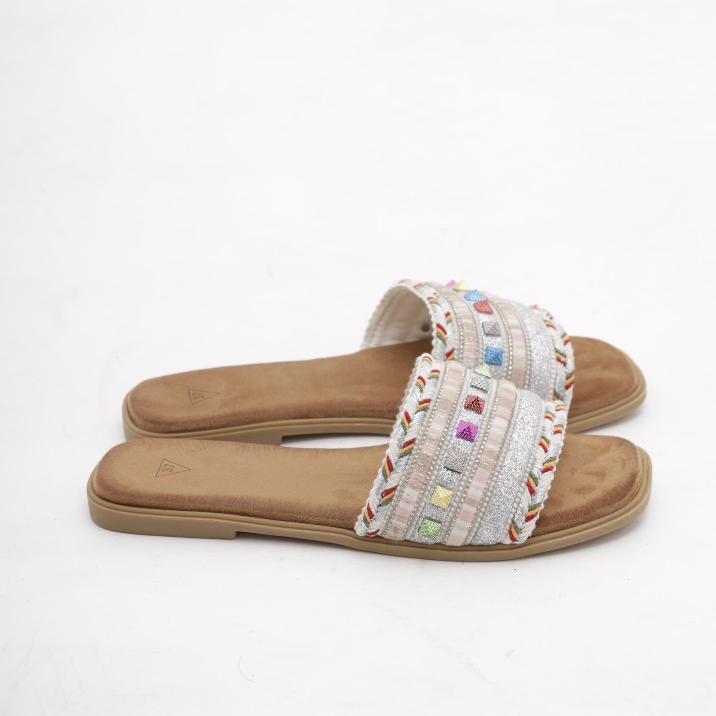 CIABATTINA FLAT MULTICOLOR ARGENTO 