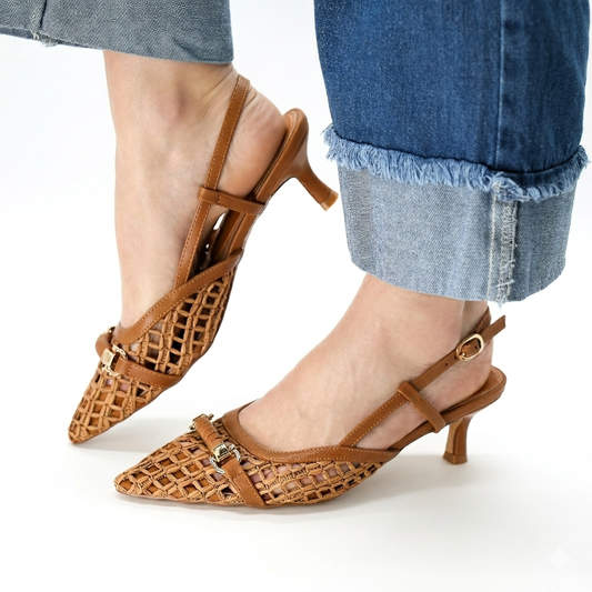 SLINGBACK RETE MORSETTO CUOIO 