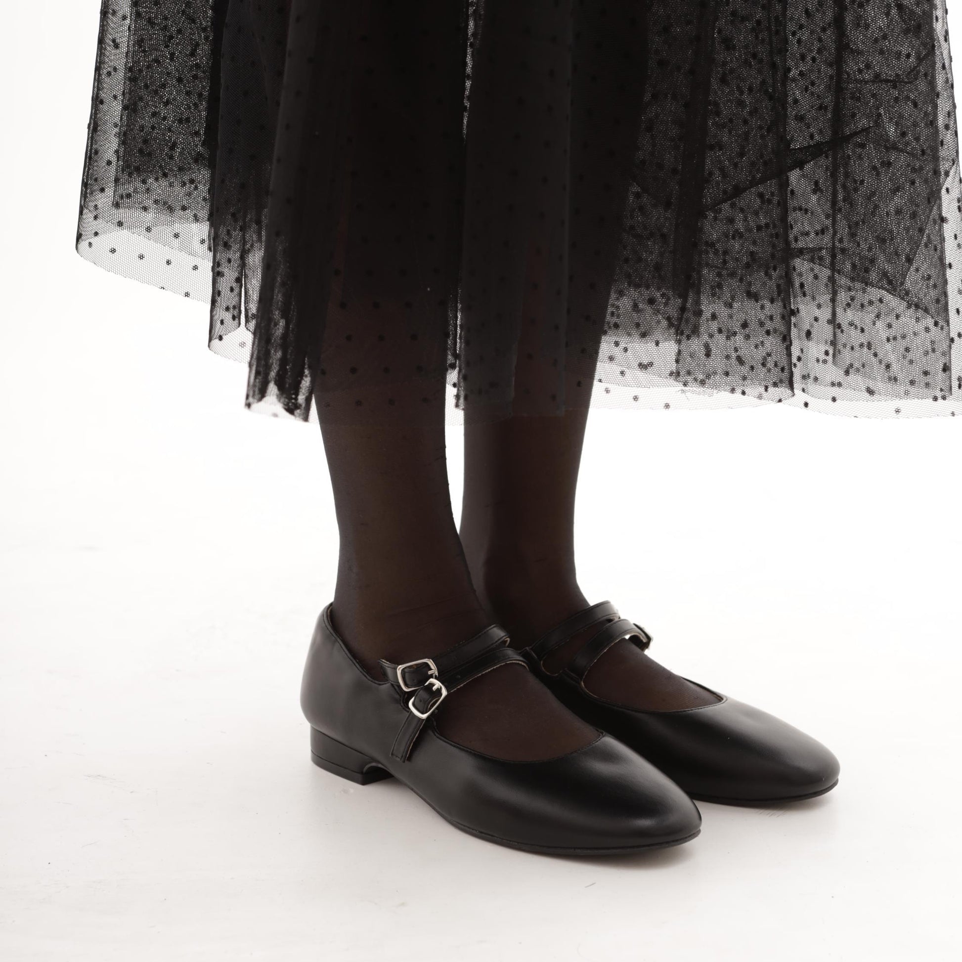 MARY JANE FLAT 2 CINTURINI NERO 